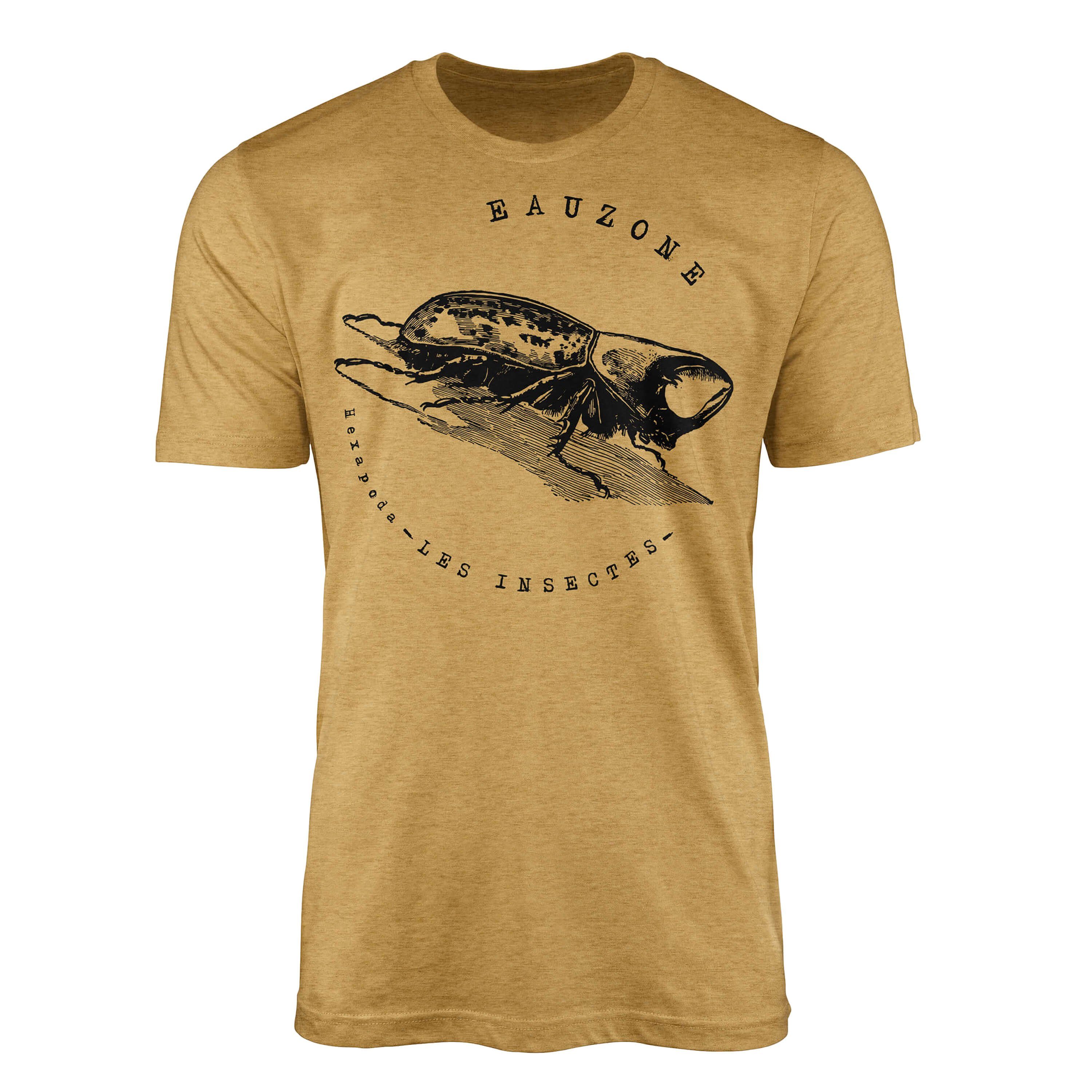 Sinus Art T-Shirt Hexapoda Herren T-Shirt Rhinoceros Beetle Antique Gold