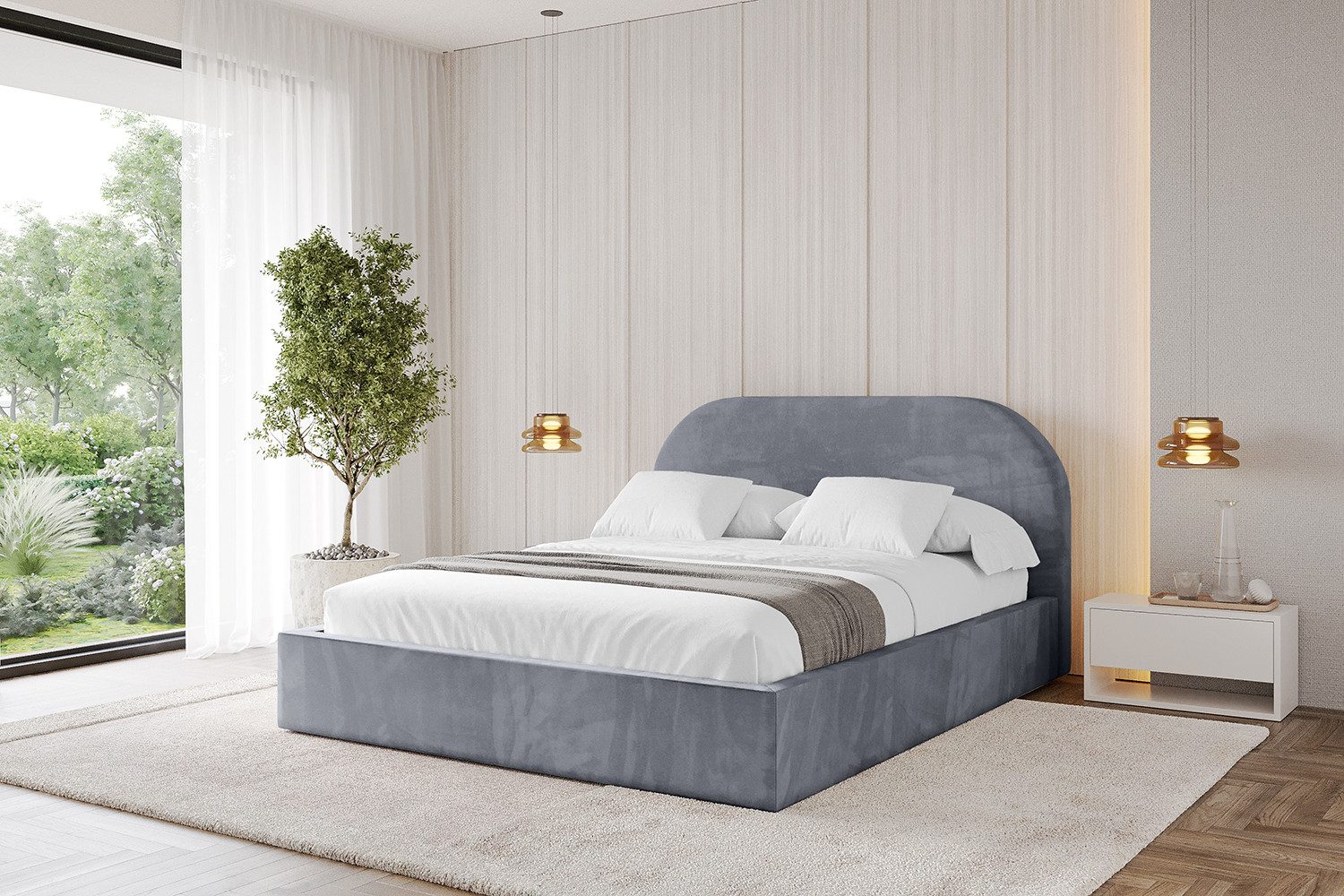 ALTDECOR Polsterbett TIVON (Polsterbett mit Bettkasten und Lattenrost, Boxbett ohne Matratze), Doppelbett mit Stauraum, Bett mit Kopfteil