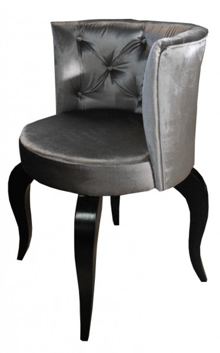Besucherstuhl Barock Stuhl Luxus Qualität - Grau Sessel Designer Casa - Salon Padrino