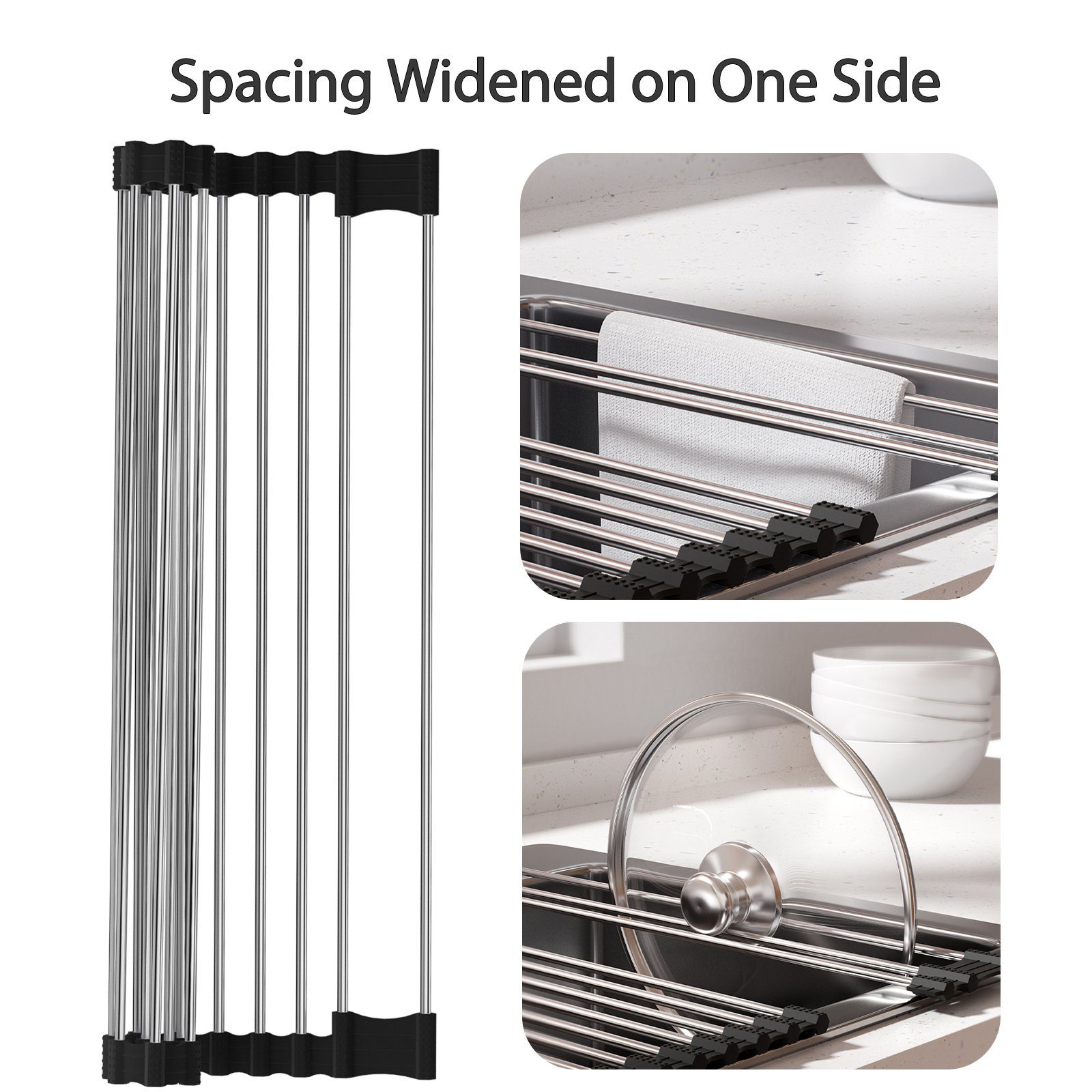 Rainsworth Abtropfmatte Abtropfgestell, Zubehör für Aufrollbares Abtropfgitter, Nimmt Keinen Platz EIN, Hitzebeständiges Abtropfgestell Geschirr