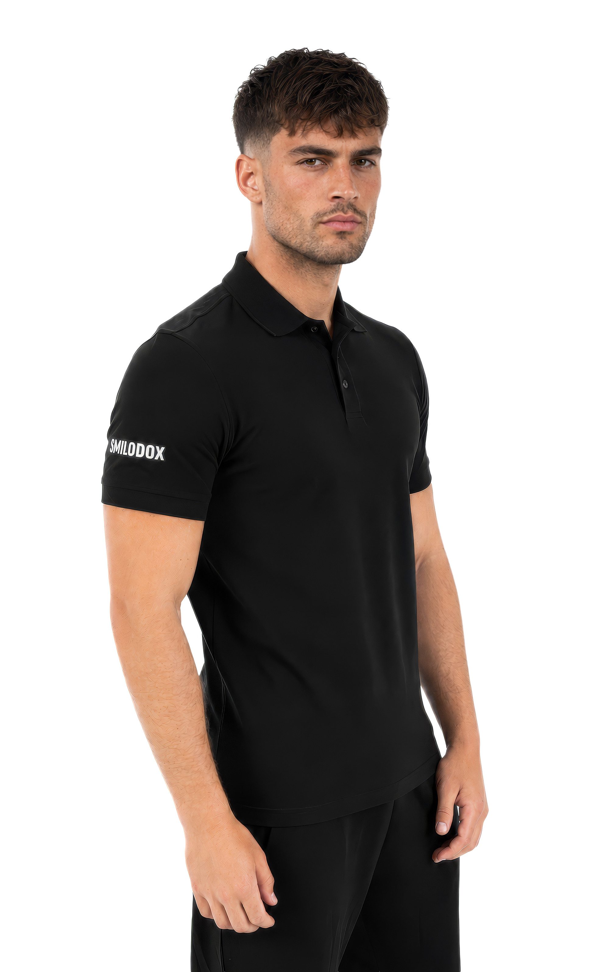 Smilodox T-Shirt Tjardo Herren, Poloshirt Regular Fit, mit Kragen, Baumwolle Sportbekleidung, Baumwollmix, Arm-Print, Komfort, Stretch