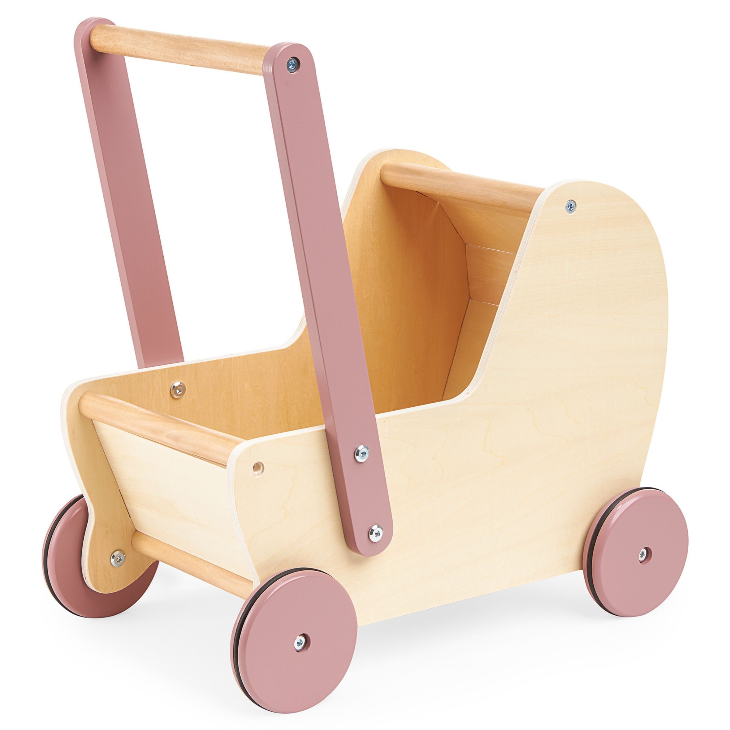 Mamabrum Lauflernhilfe Kinderwagen für Puppen aus Holz | Lauflernwagen