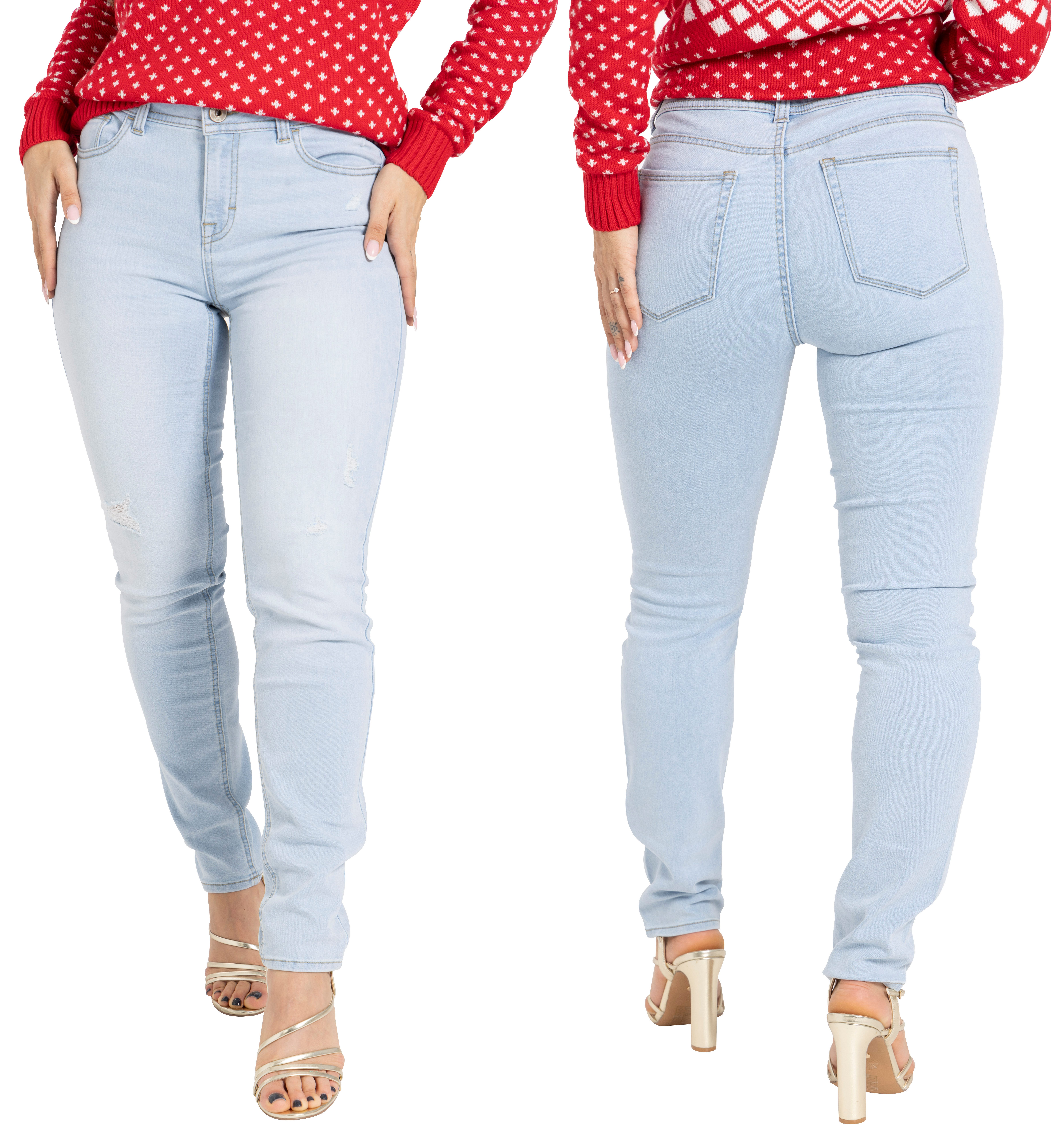 BlauerHafen Destroyed-Jeans BlauerHafen Damen Jeans Skinny Stretch Mid Rise günstig online kaufen