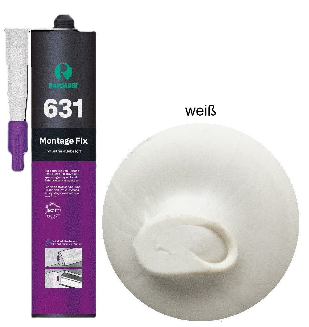 Ramsauer Klebstoff Ramsauer 631 Montage Fix Hybrid Klebstoff 450g Kartusche weiß, gebrauchsfertig
