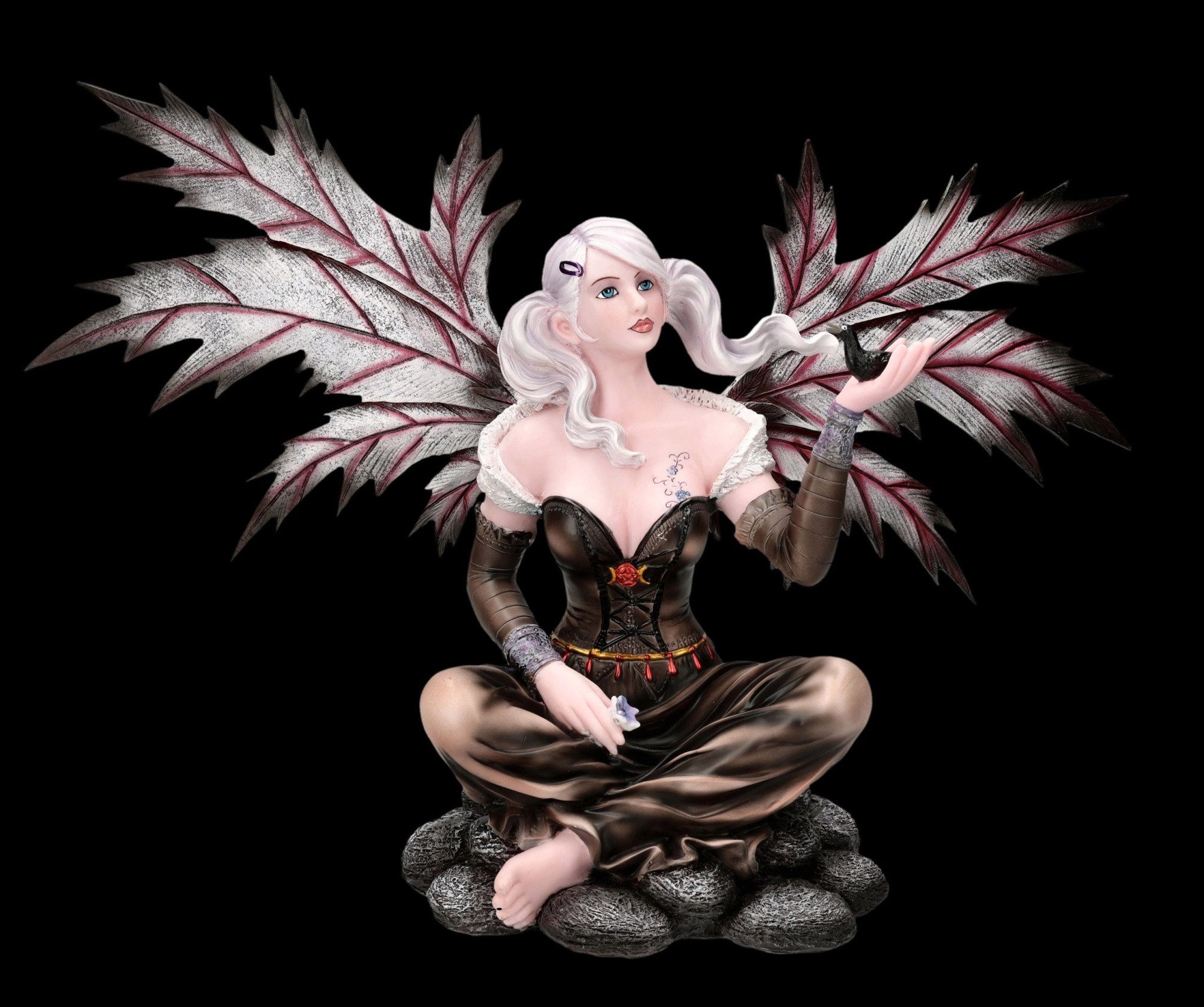 Figuren Shop GmbH Fantasy-Figur Elfen Figur – Schattenfee Elaris Erde Statue Fantasy Dekofigur 33 cm