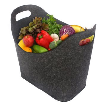 Ora-Tec Kaminholzkorb Filzkorb für Kaminholz – 45 x 24 x 40 cm – Kaminholztasche aus Filz (Transport- und Aufbewahrungstasche für Feuerholz, Kaminholz, Brennholz, ideal auch als Einkaufstasche und Tragekorb für unterwegs und zu Hause), Allzweckkorb zum Lagern von Zeitungen, Zeitschriften, Büchern und mehr