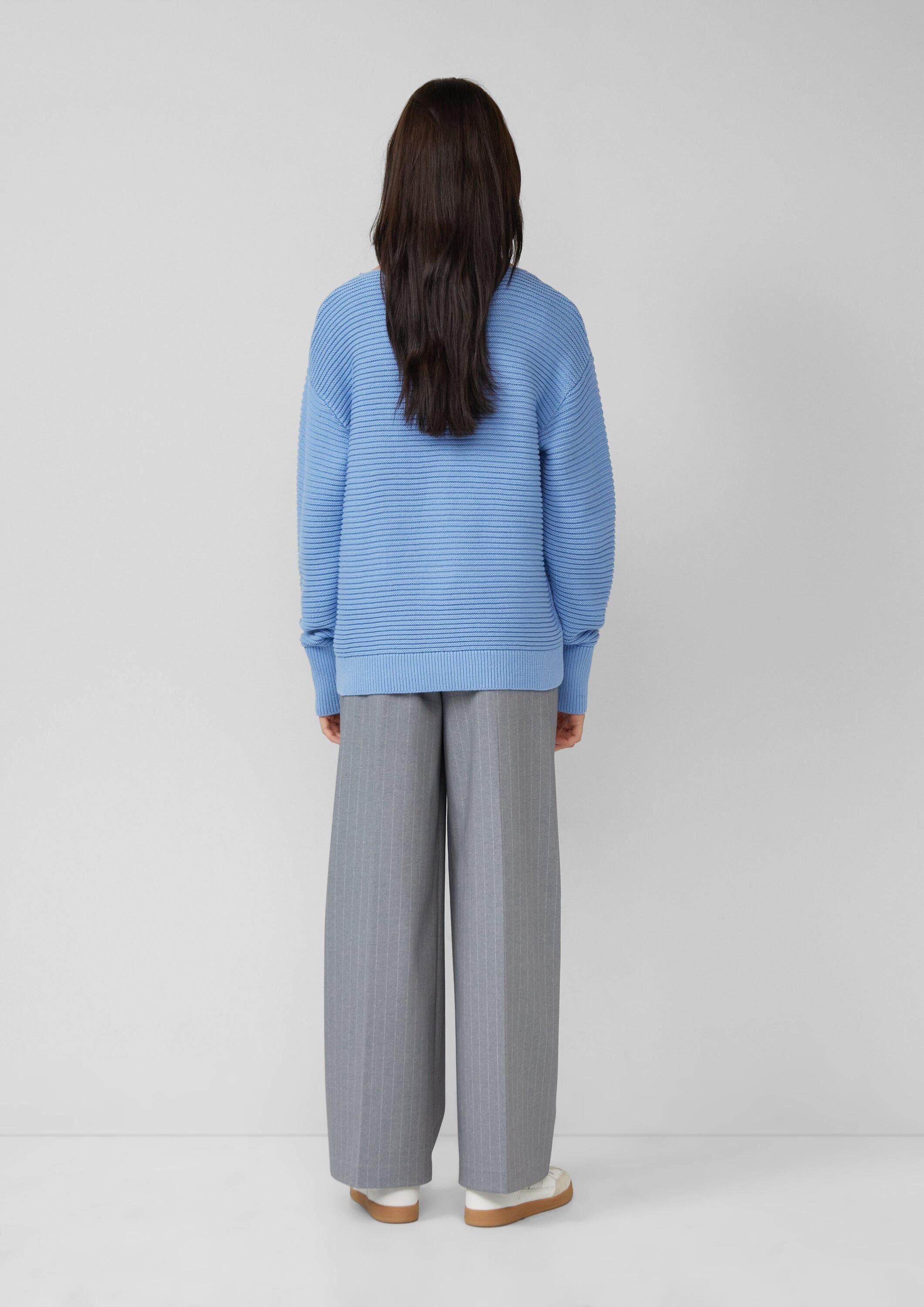 s.Oliver Longpullover Strickpullover Strukturierter Strickpullover in Oversize mit Rippbündchen