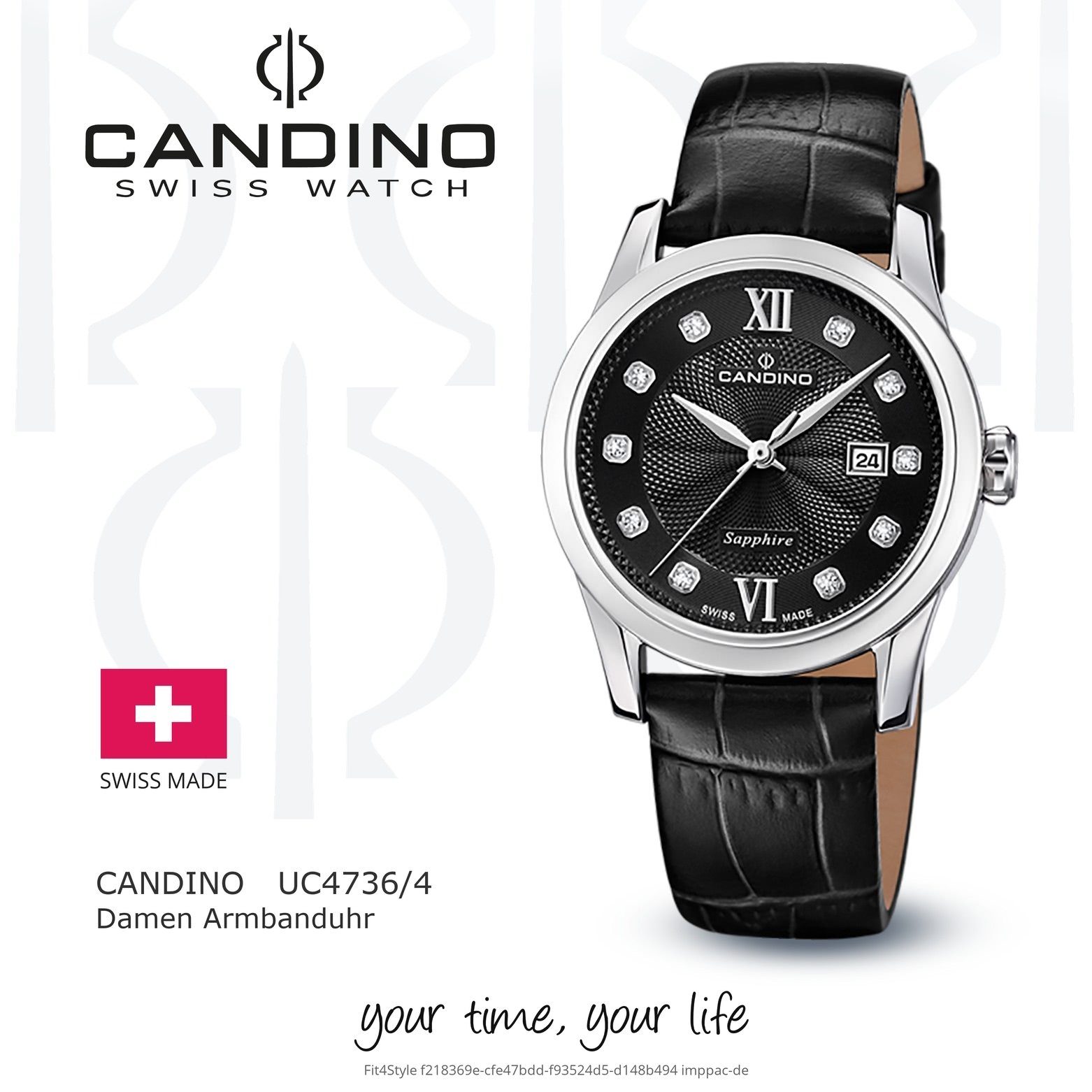 Candino Quarzuhr Candino Damenuhr Armbanduhr Damen rund, Classic, Edelstahlarmband schwarz