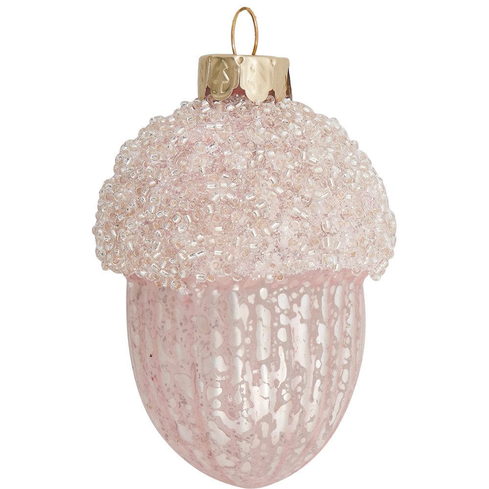 Greengate Dekofigur Ornament Glas Eichel hellrosa 6cm