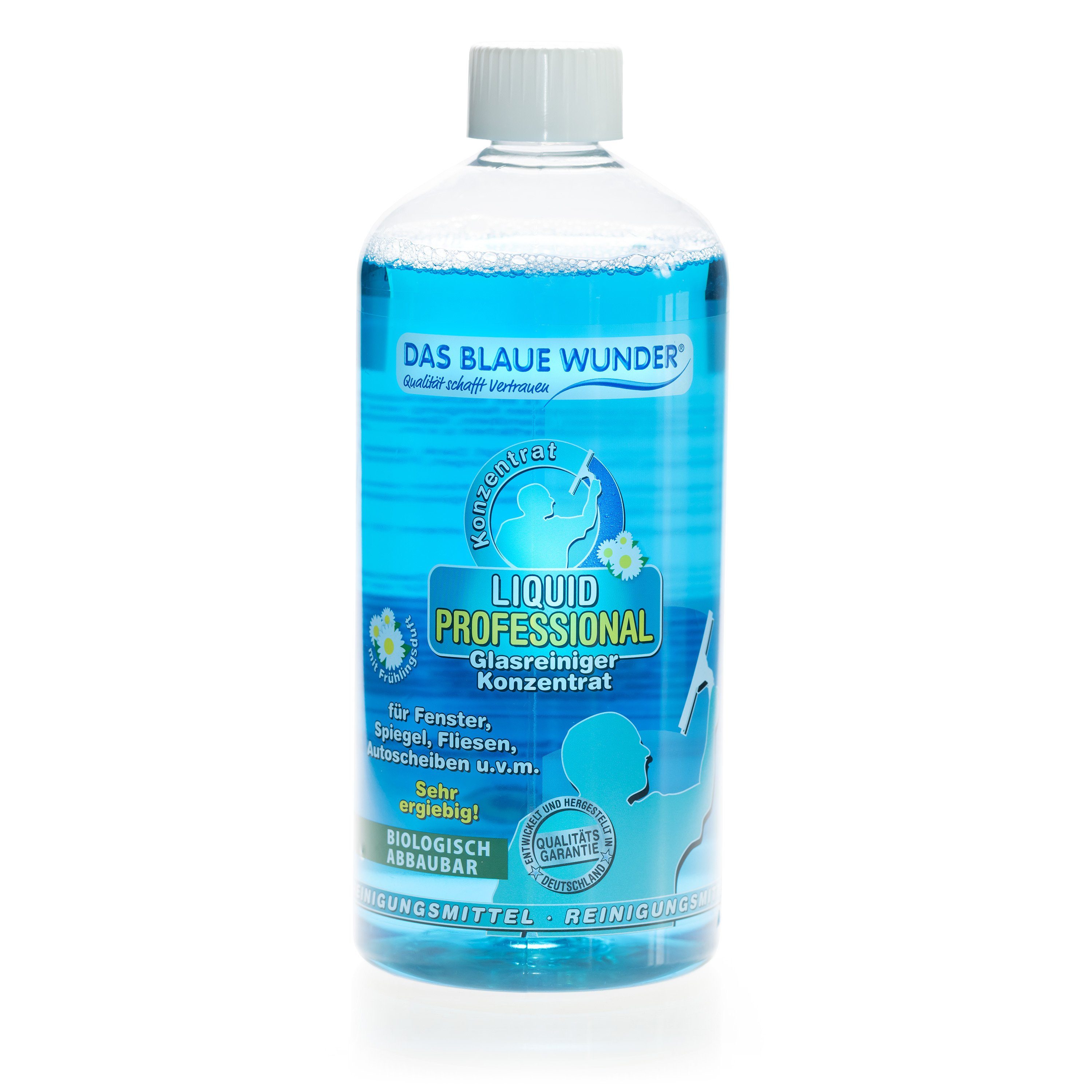und reinigt (Duftsorte: Spiegelflächen) Frühling Liquid Glasreiniger Blaue Professional schützt Konzentrat und Glasflächen Wunder® Das