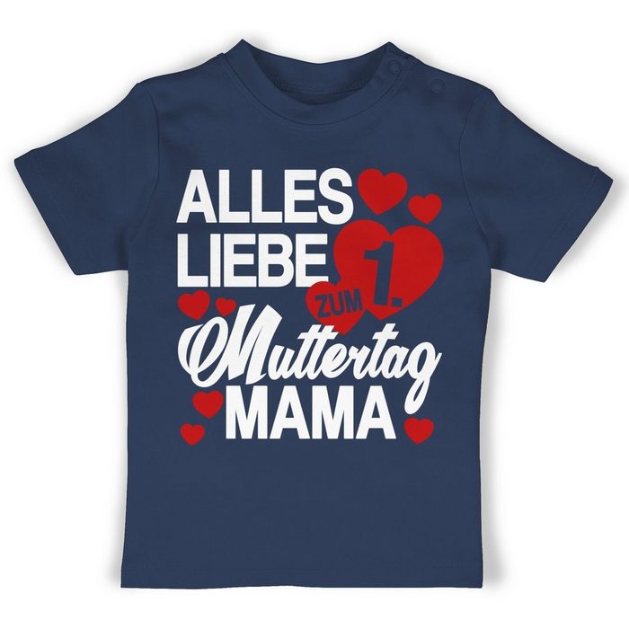 Shirtracer T-Shirt Alles liebe zum 1. Muttertag Mama - rot/weiß - Muttertagsgeschenk Baby - Baby T-Shirt kurzarm muttertag 1 - shirt mama - muttertagsgeschenk tshirt baby