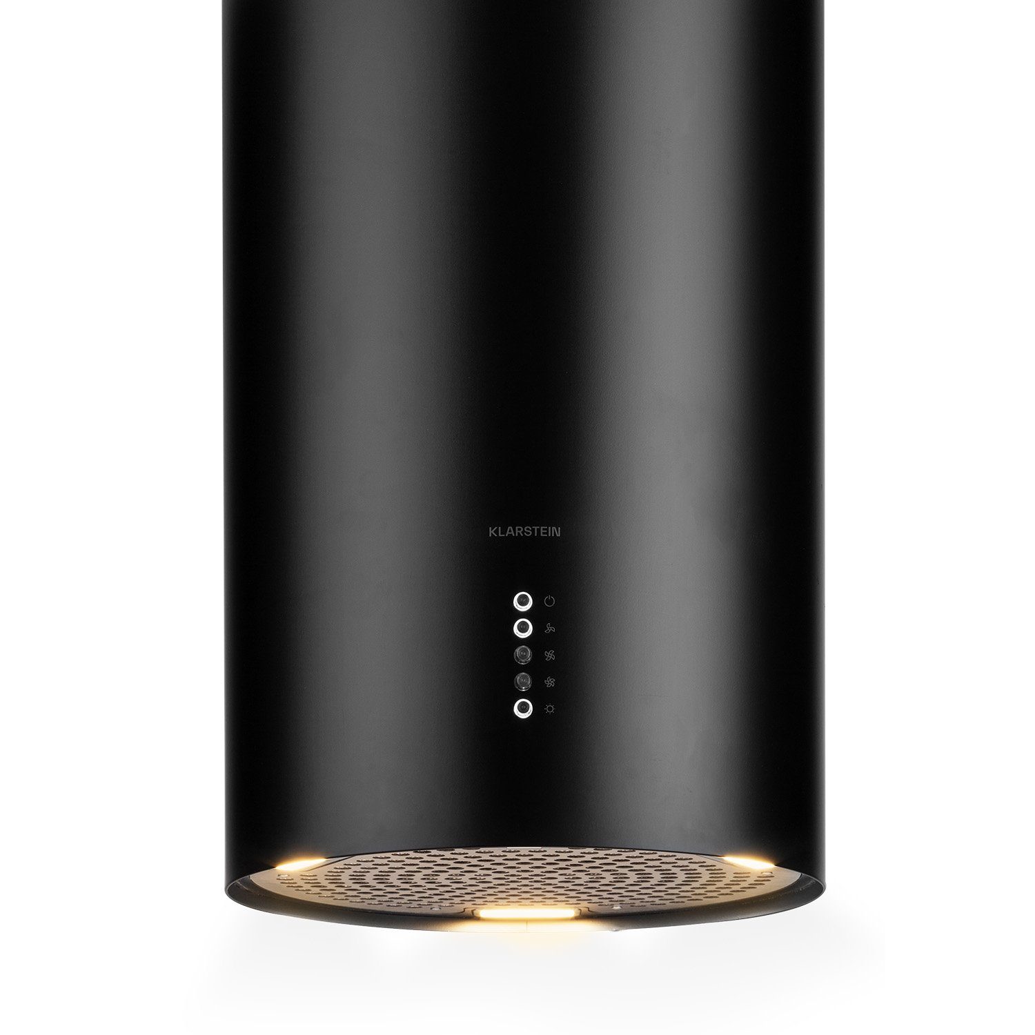 Klarstein Deckenhaube Bolea Serie Bolea Inselabzugshaube Ø 38 cm 600 m³/h LED Aktivkohlefilter Ab/Umluft Bolea, Inselhaube Abzughaube Dunstabzugshaube Abluft mit Aktivkohle