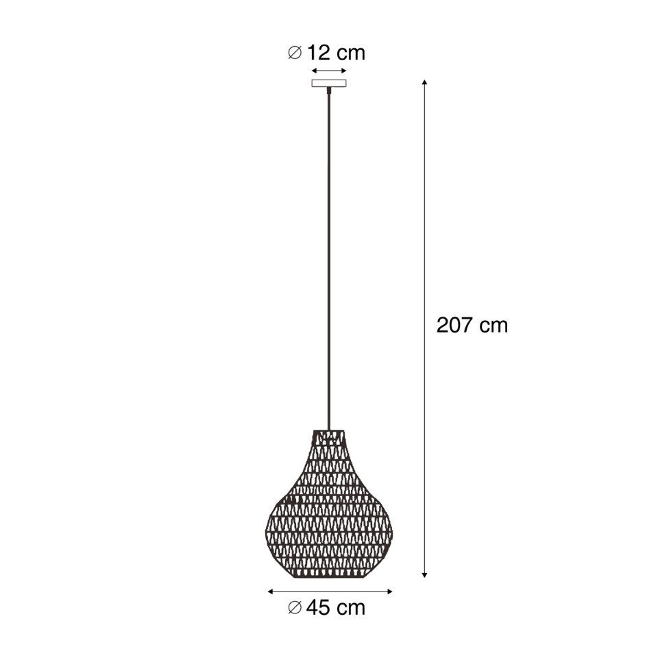 Qazqa Pendelleuchte Lina, ohne Leuchtmittel, E27, Braun, Skandinavisch, Metall, 1-flammig