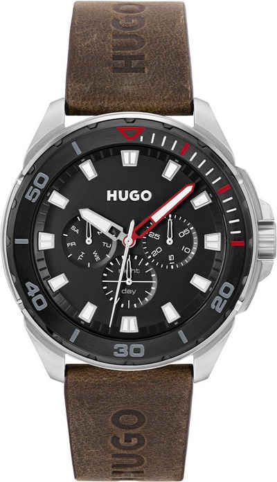 HUGO Multifunktionsuhr #FRESH, 1530285, Quarzuhr, Armbanduhr, Herrenuhr, Datum, 12/24-Stunden-Anzeige