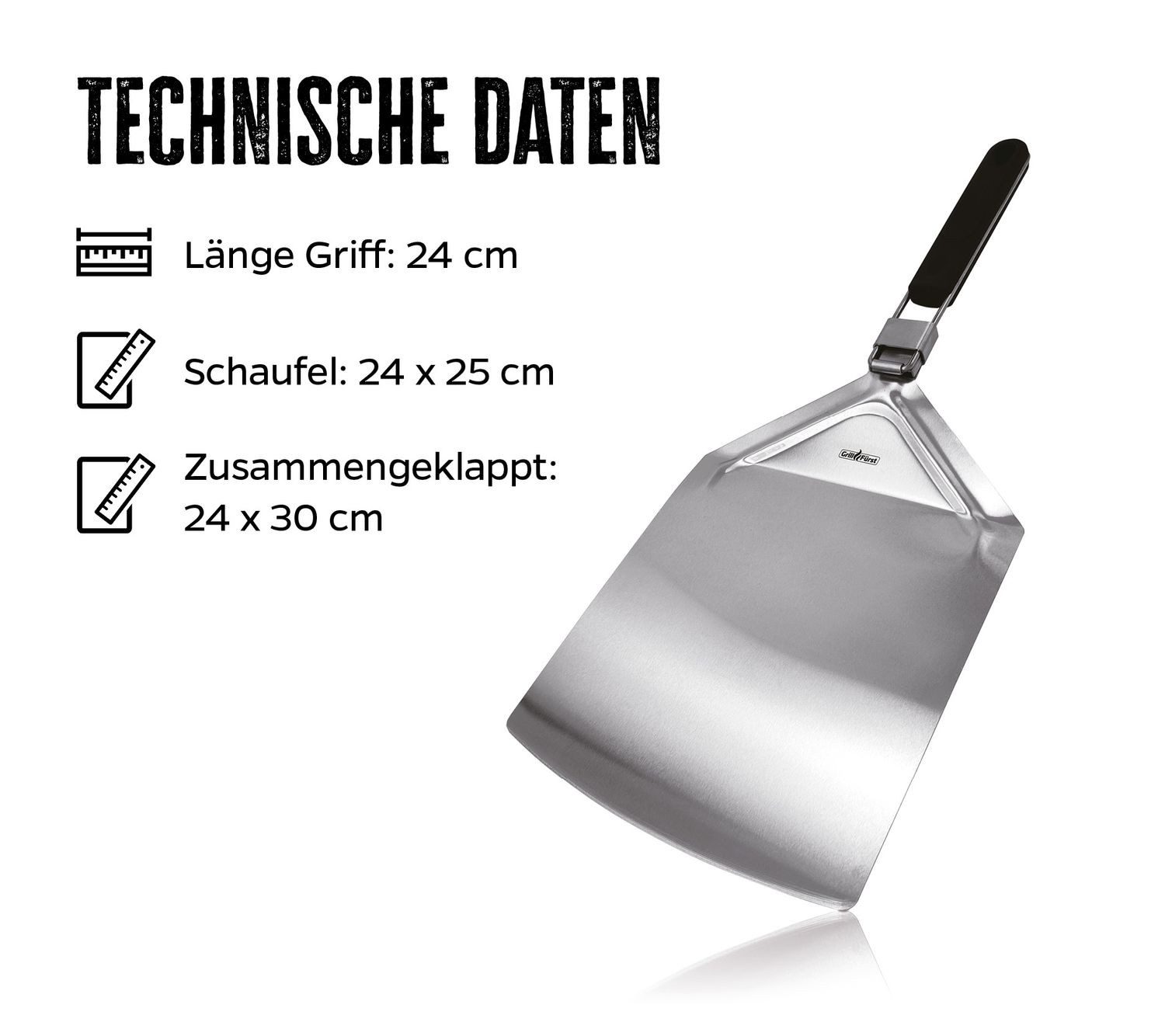 Grillfürst Aromaplanke Grillfürst Pizzaheber / Pizzaschieber Edelstahl klappbar