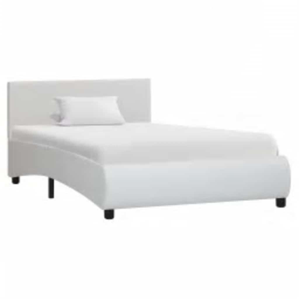 vidaXL Bett Bettgestell mit LED Weiß Kunstleder 90x200 cm günstig online kaufen
