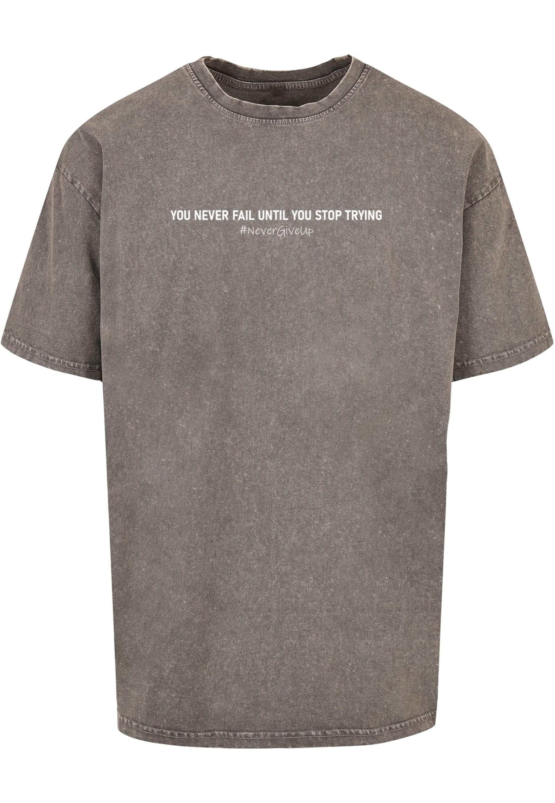 Merchcode T-Shirt Herren Never Give Up Acid Washed Heavy Oversized Tee (1-tlg) asphalt