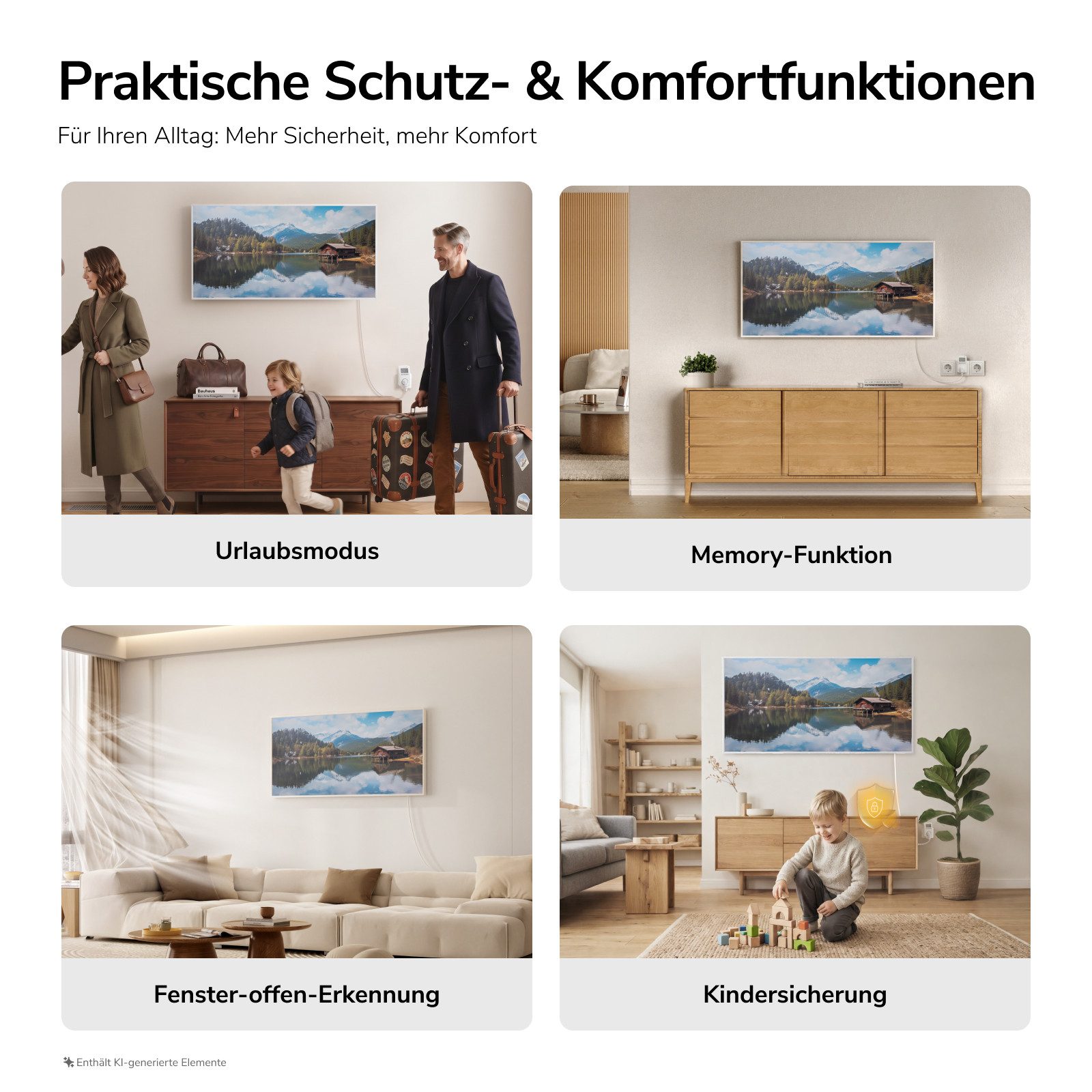 EMKE Infrarotheizung Infrarot-Bildheizung mit Kunstdruck, 300-1200 W, mit Thermostat – Bild 4 von 5