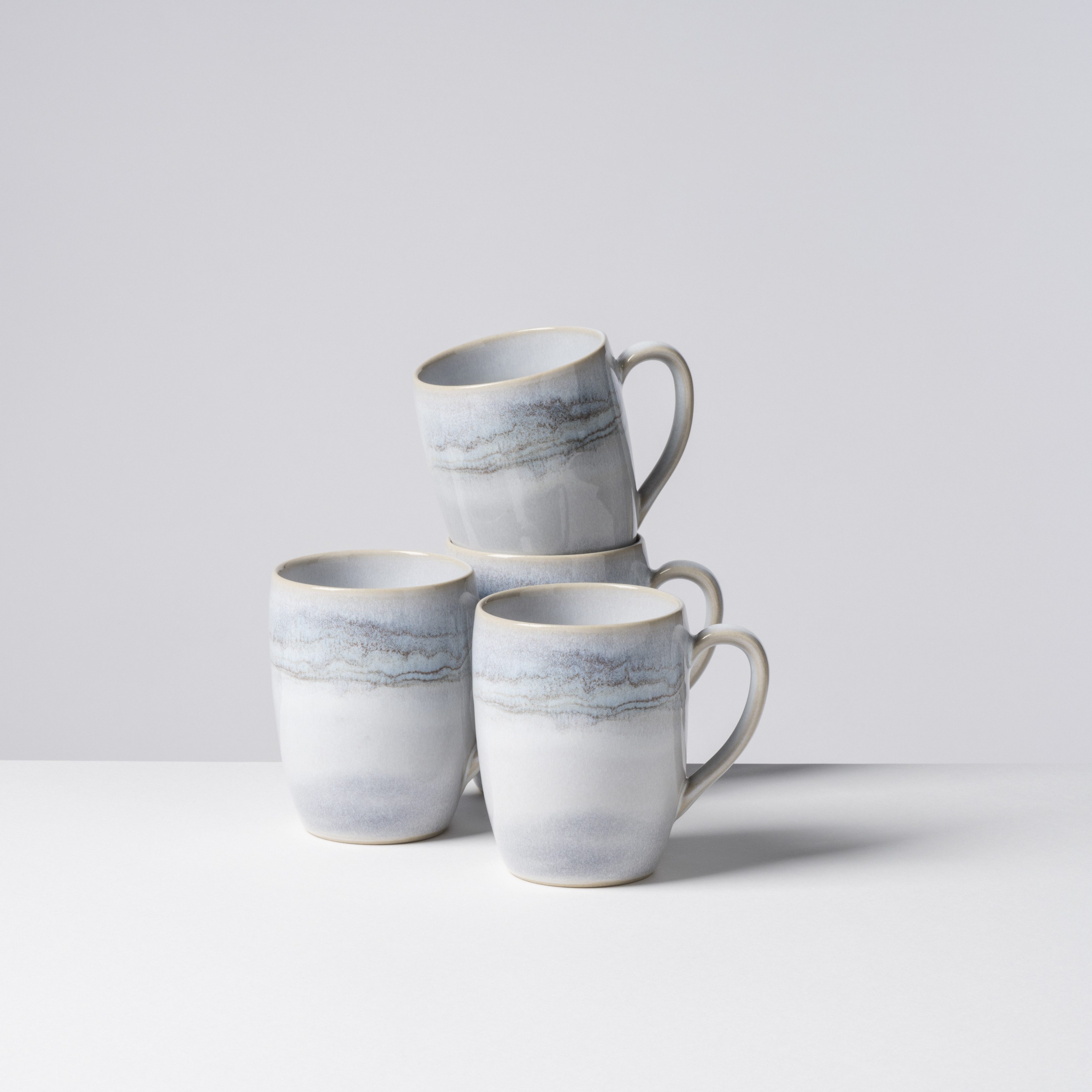 Gipfelstück Becher Tiefer See, 4-tlg., Steinzeug, Scandi-Style, Reaktivglasur, jedes Stück ein Unikat, 4-teilig