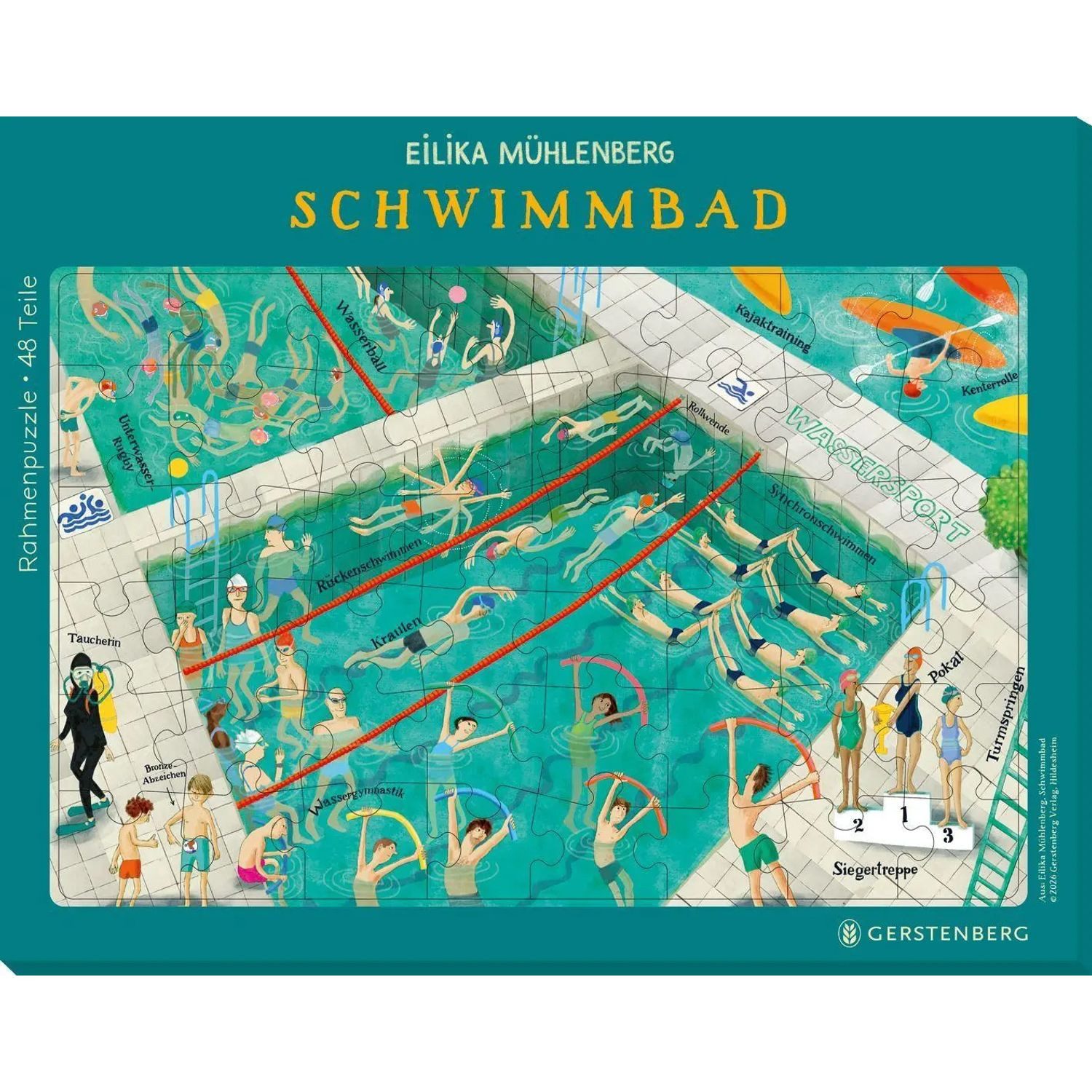 Gerstenberg Verlag Puzzle Rahmenpuzzle Schwimmbad - 48 Teile, 48 Puzzleteile