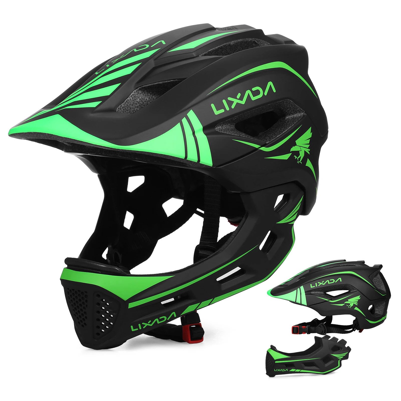 Lixada Kinderfahrradhelm Kinderfahrradhelm Fahrradhelm Kinder Fullface abnehmbar Unisex, 13 Lüftungsöffnungen, 2-in-1 Helm, stoßfester EPS-Schaum