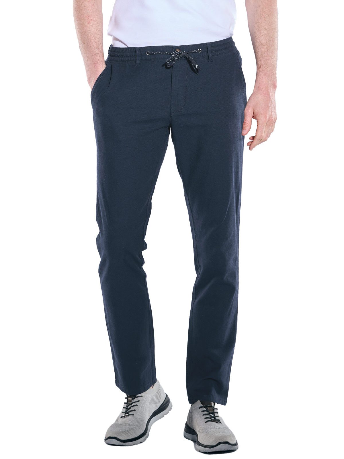 Chinohose Herren Chino mit Tunnelzug, Marineblau