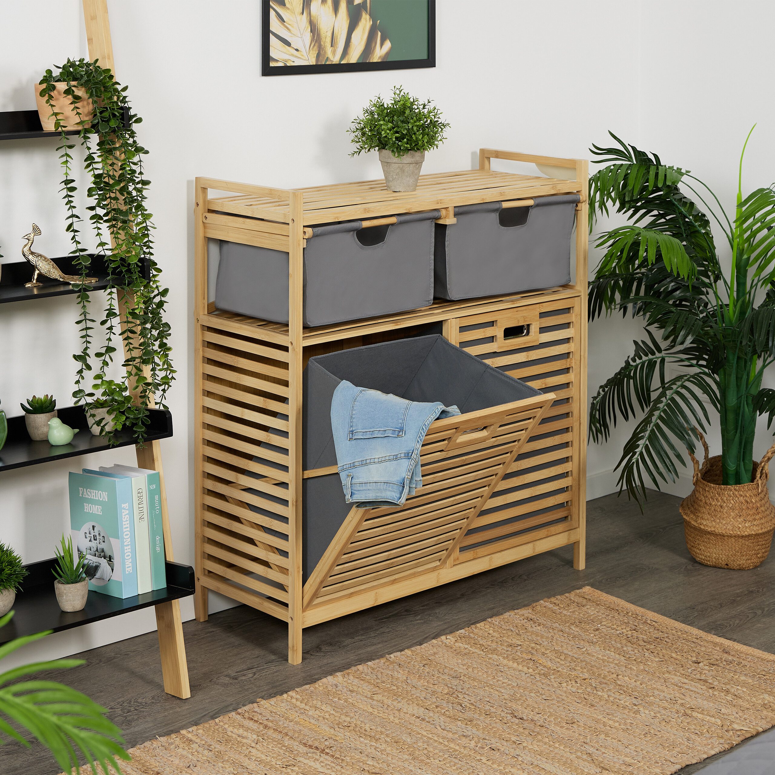 relaxdays Wäschekorb mit 2 Schublade günstig online kaufen