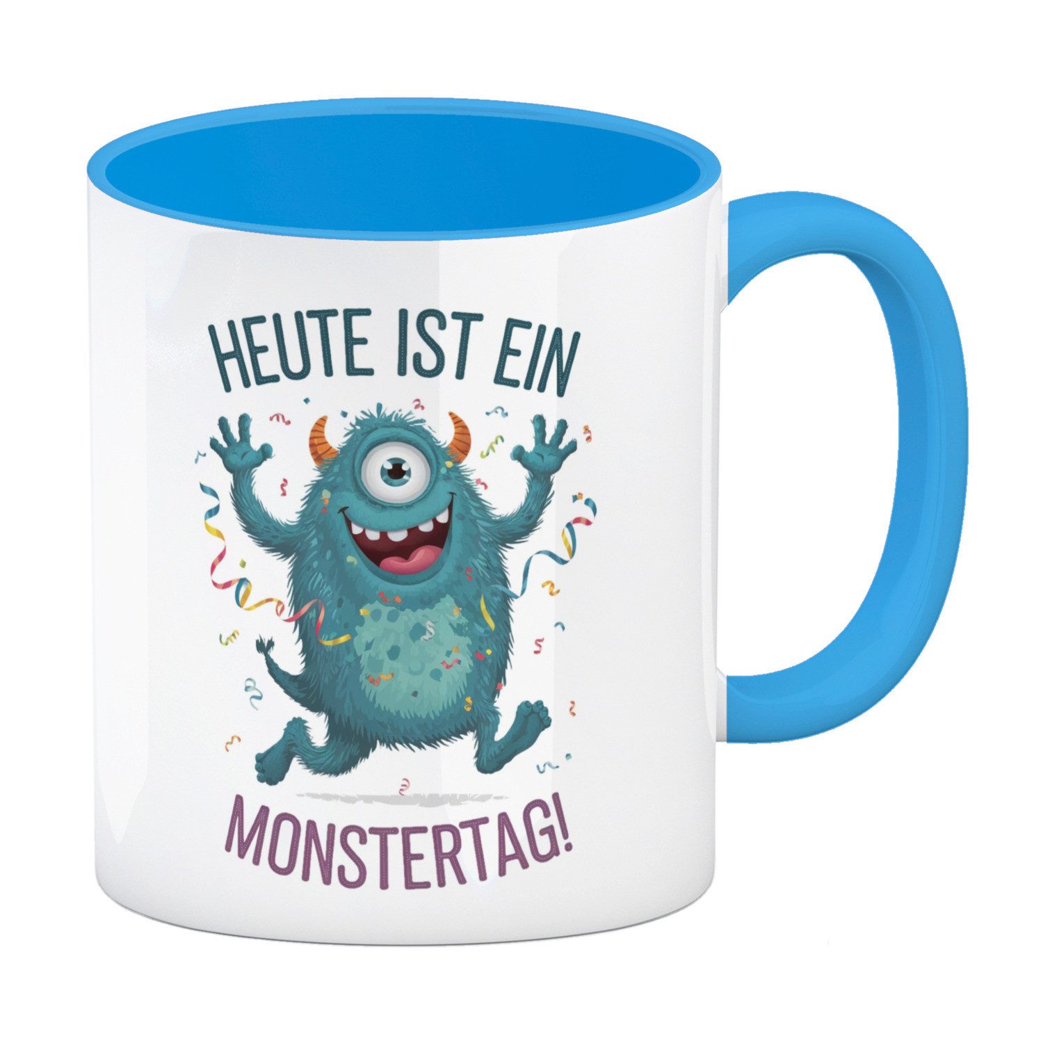 Tasse Heute ist ein Monstertag! Kaffeebecher in hellblau
