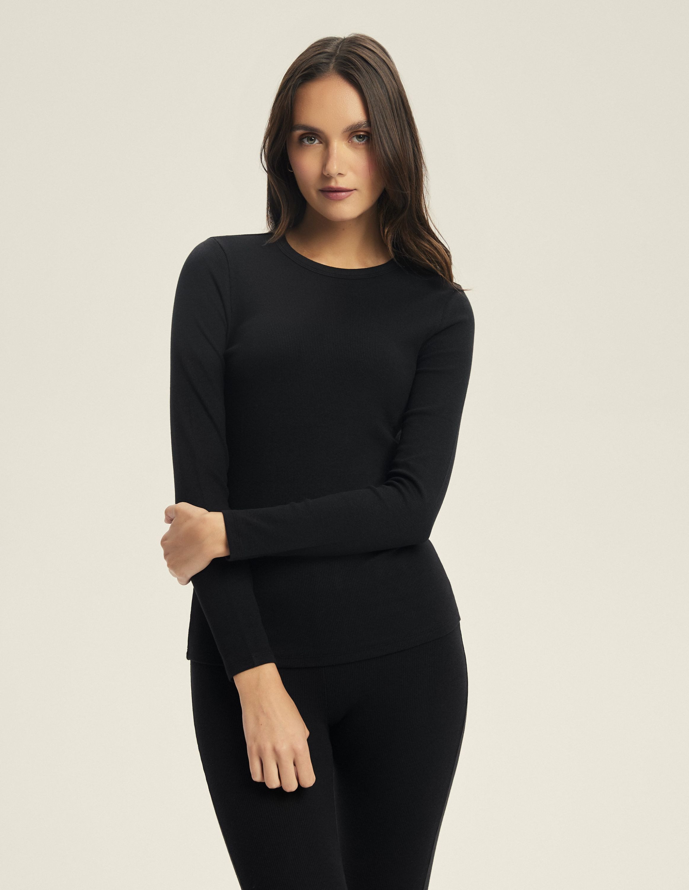 ESOTIQ Blusenshirt Figurbetontes Ripp-Langarmshirt aus Viskosemix. Jody 2