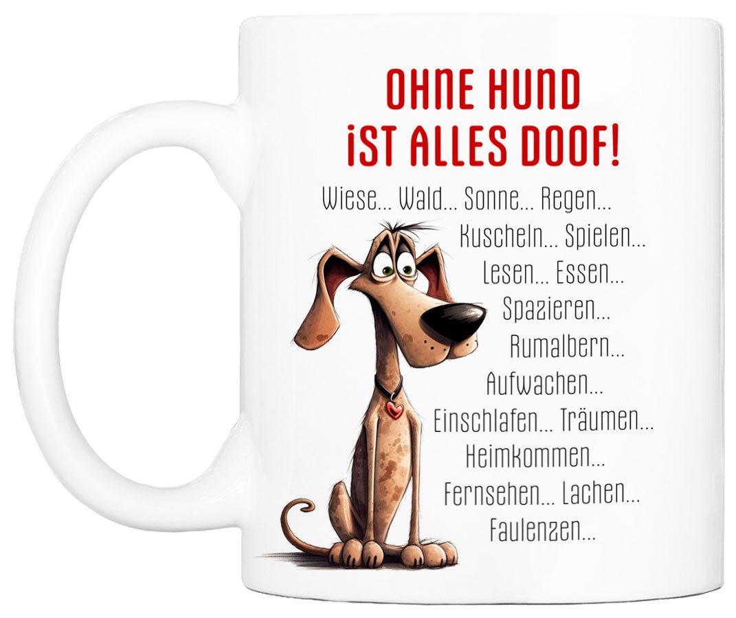 Spruch Geschenk, OHNE handgefertigt, ALLES Cadouri ml DOOF! Hundespruch, bedruckt, beidseitig mit HUND Keramik, für Kaffeetasse Tasse Hundefreunde, mit IST - 330