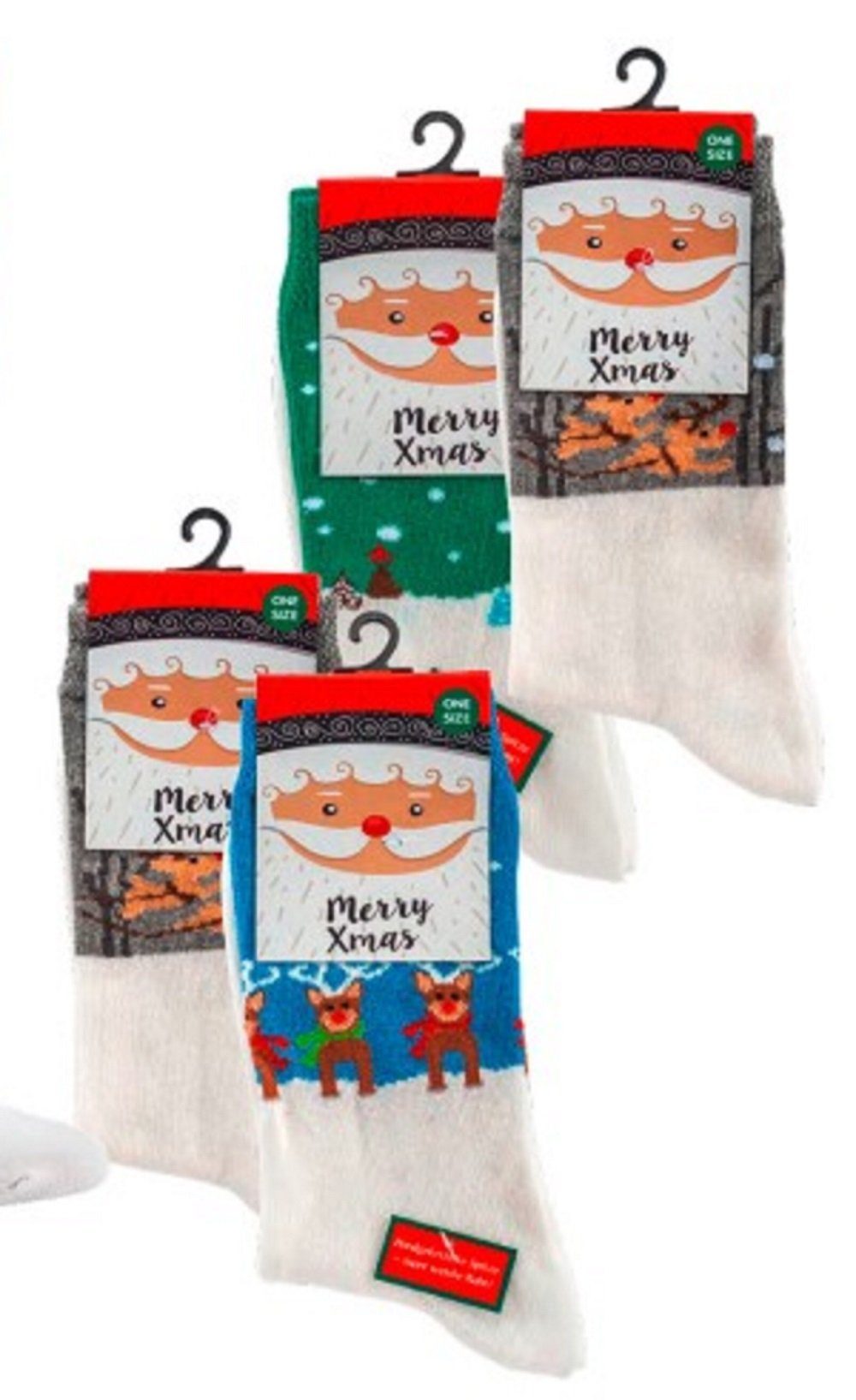 (1 Socks 1 4 Fun Weihnachtslandschaft 4 Socks 36-42 Stück) Stück, Fun Grau Freizeitsocken 1-Paar,