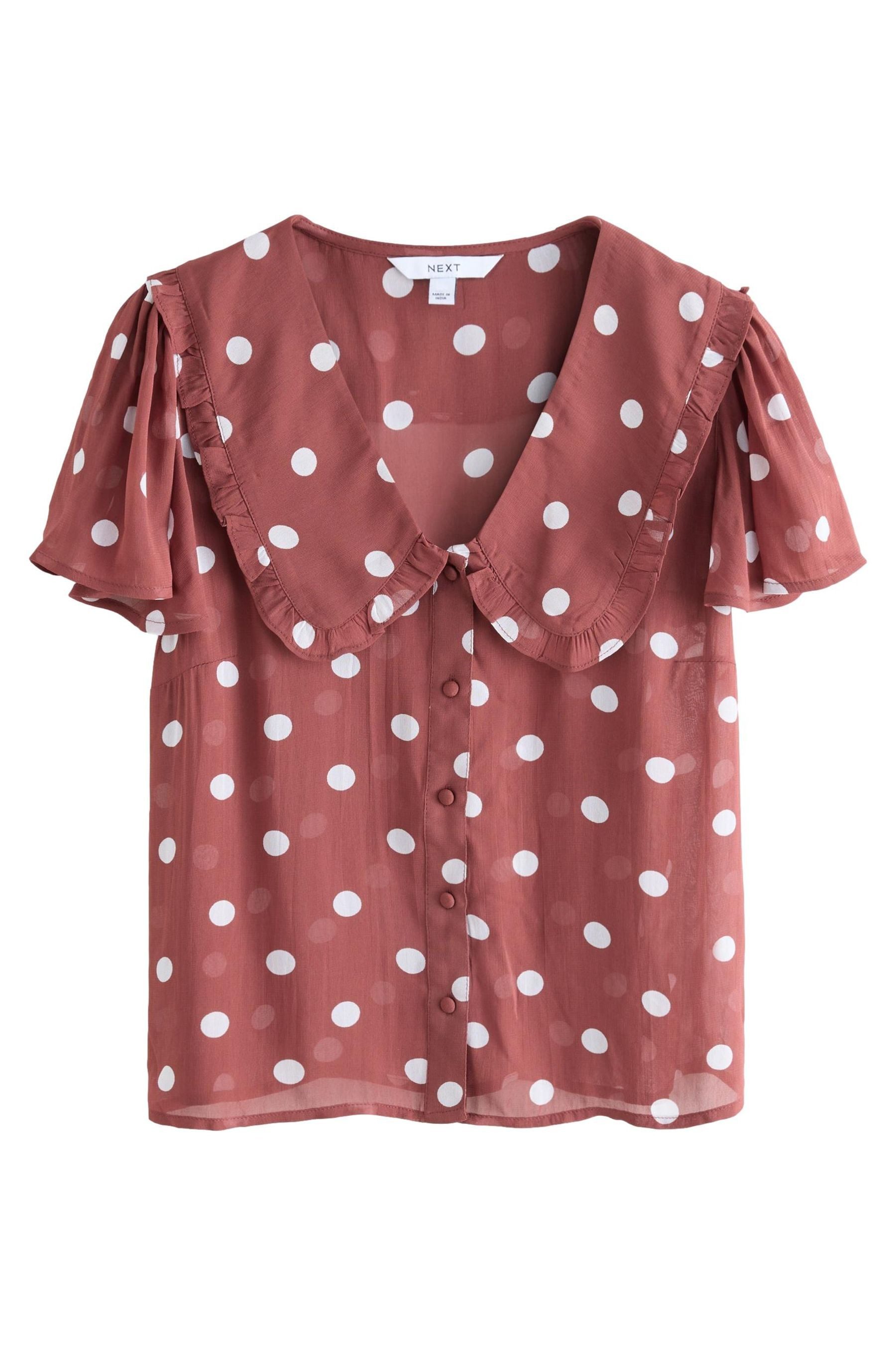 Kurzarmbluse Transparente Bluse mit Bubikragen, Kurzgröße