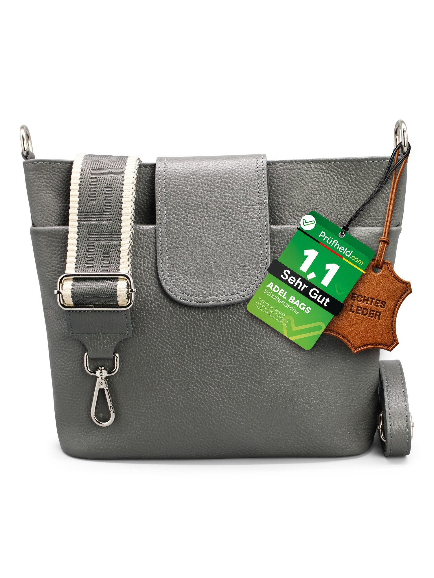 Schultertasche SARA Umhängetasche für Damen, Schultertasche aus Echtleder