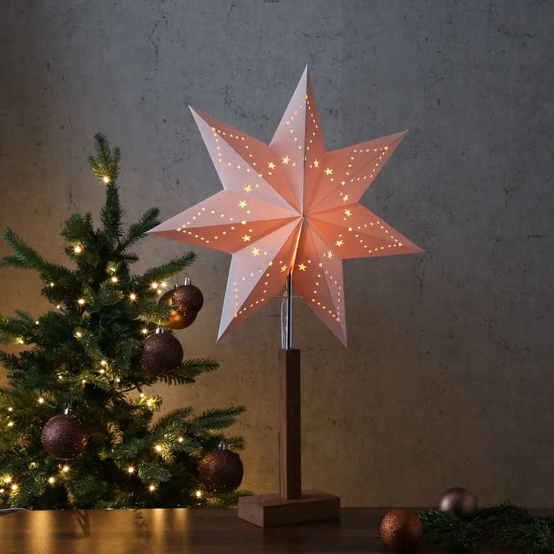 MARELIDA LED Stern Papierstern Lisa Weihnachtsstern Leuchtstern 68cm E14 Fassung Kabel
