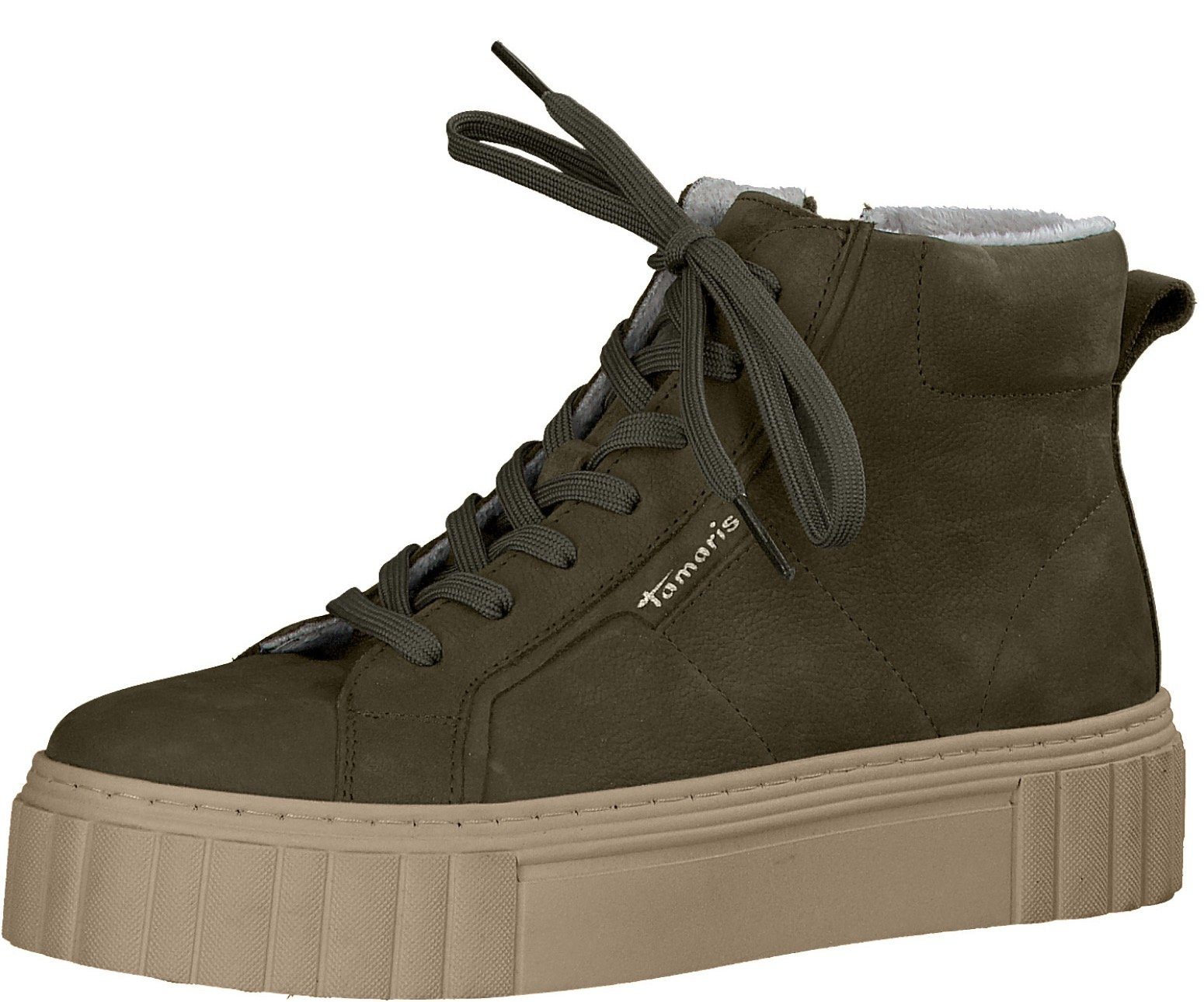 olivgrün Schaftrand Tamaris mit gepolstertem Sneaker