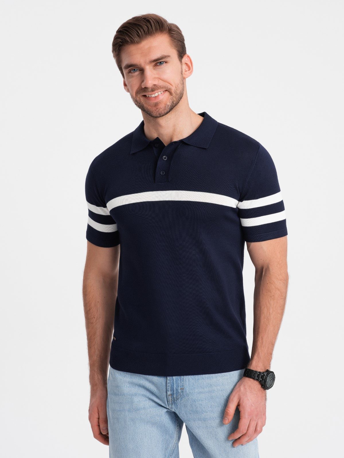 OMBRE Poloshirt Herren-Poloshirt aus weichem Strick günstig online kaufen