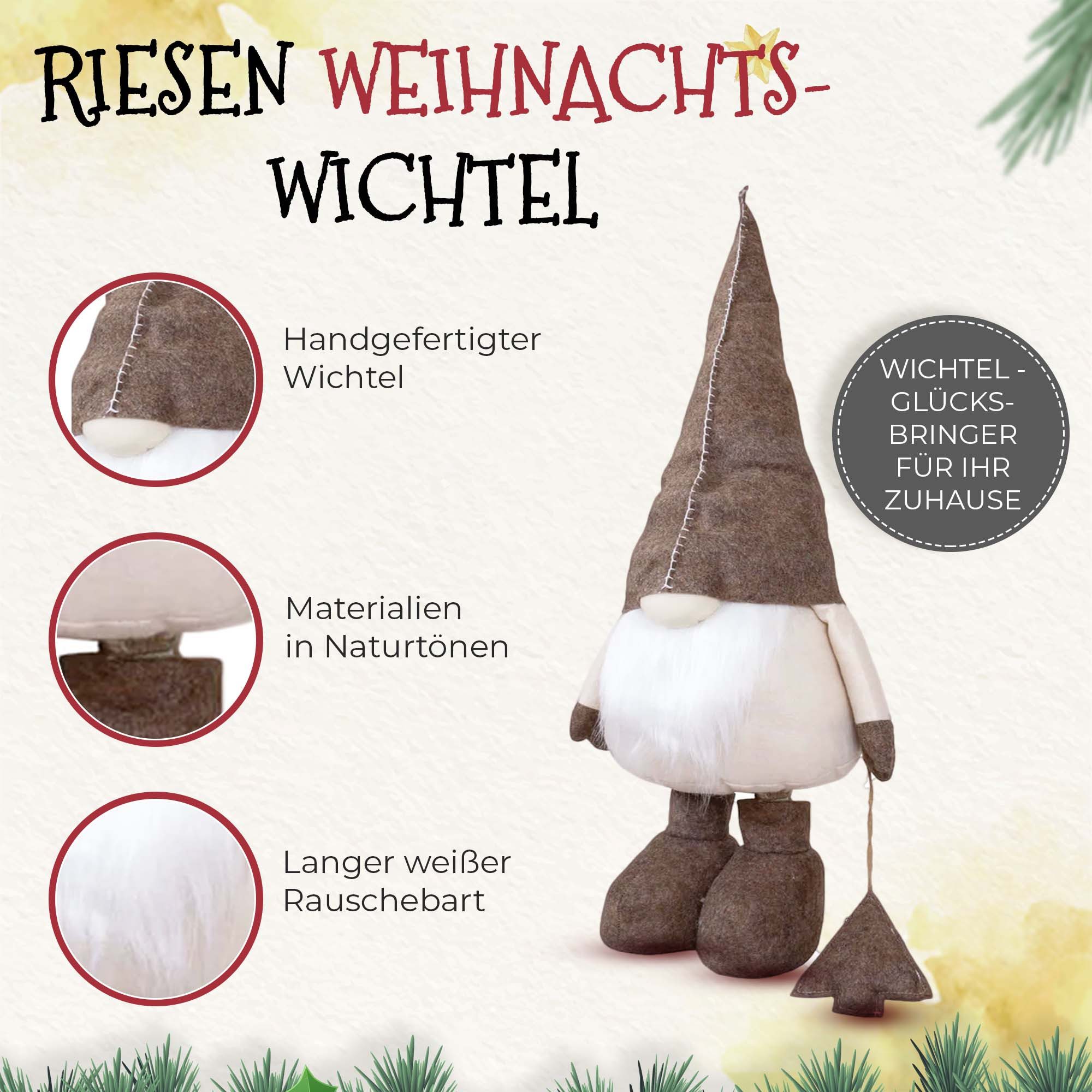 Christmas Paradise Weihnachtsfigur Weihnachtswichtel XXL Großer Wichtel (Weihnachtsdeko, stehend), mit Teleskop Beinen ausziehbar von 80cm - 124cm