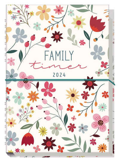 Häfft Wandkalender Häfft-Family-Timer 2024 12 Monate [Wild Flower] EM