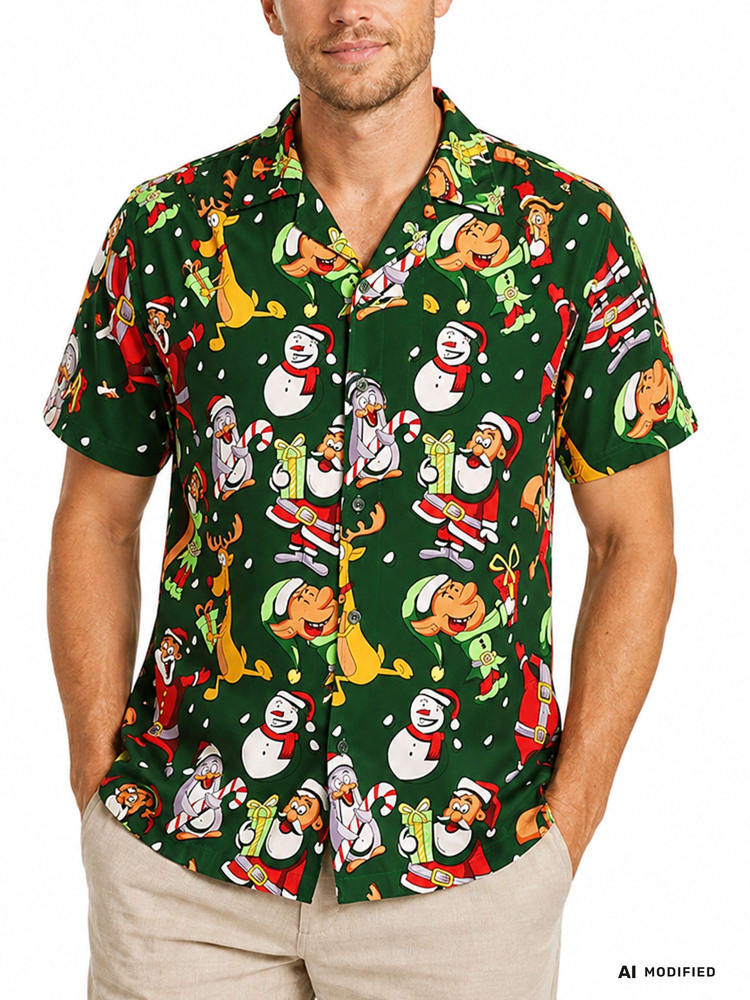 King Kameha Hawaiihemd "Christmas Written Santa" Funky Hawaii-Hemd Kurzarm Front-Tasche