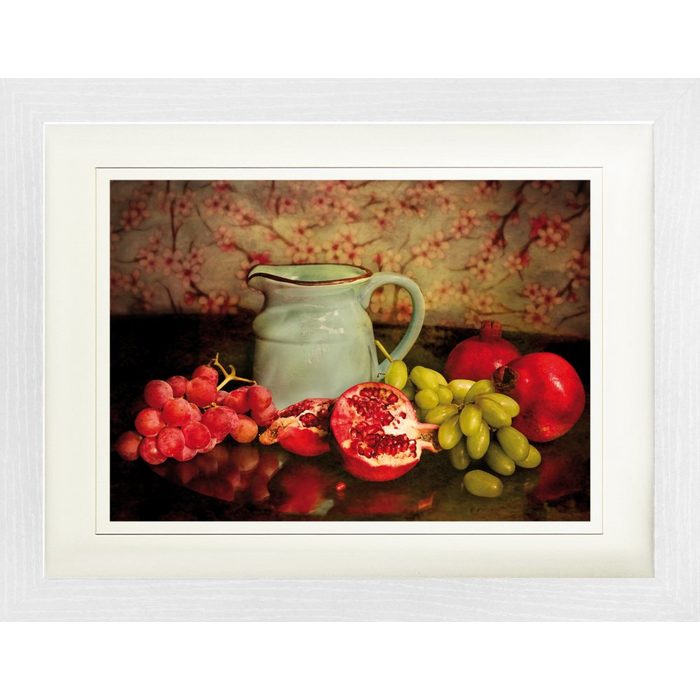 1art1 Bild mit Rahmen Stillleben - Krug mit Granatäpfeln und Trauben Fotografie