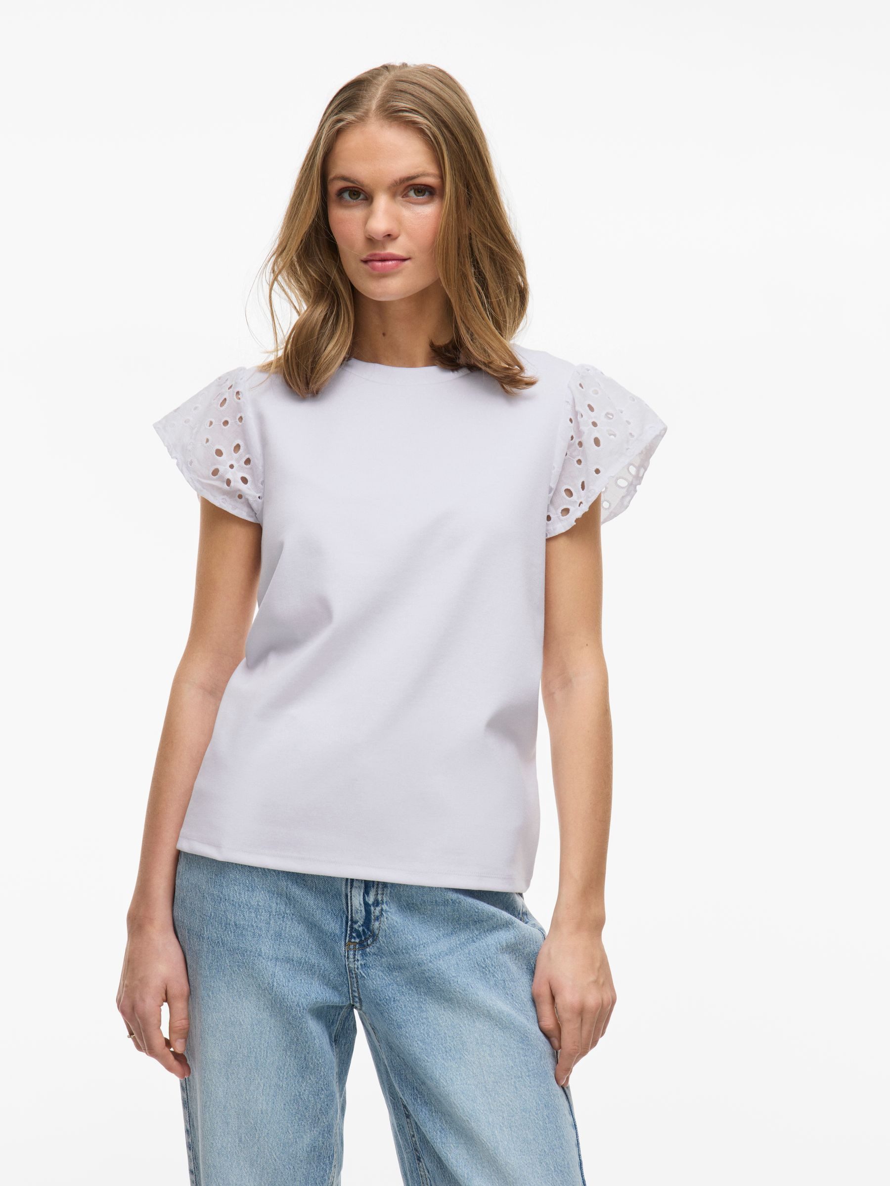 Vila T-Shirt Elegantes Design mit Lochmuster günstig online kaufen