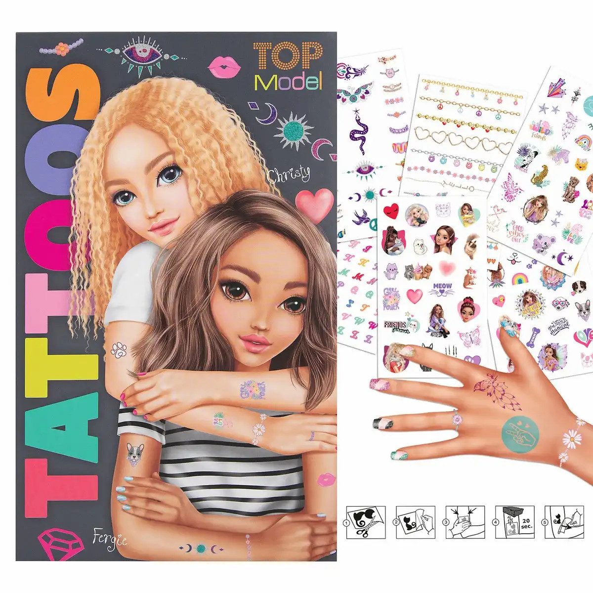 Depesche Spiel DEPESCHE TOPModel Temporäre Tattoos - 6 Bogen mit trendigen Motiven