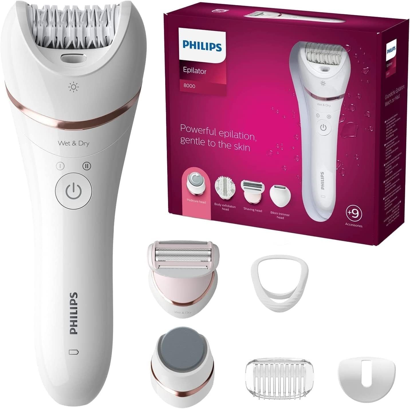 Philips Epilierer Series 8000 - (Modell BRE740/10), Aufsätze: 8 St.