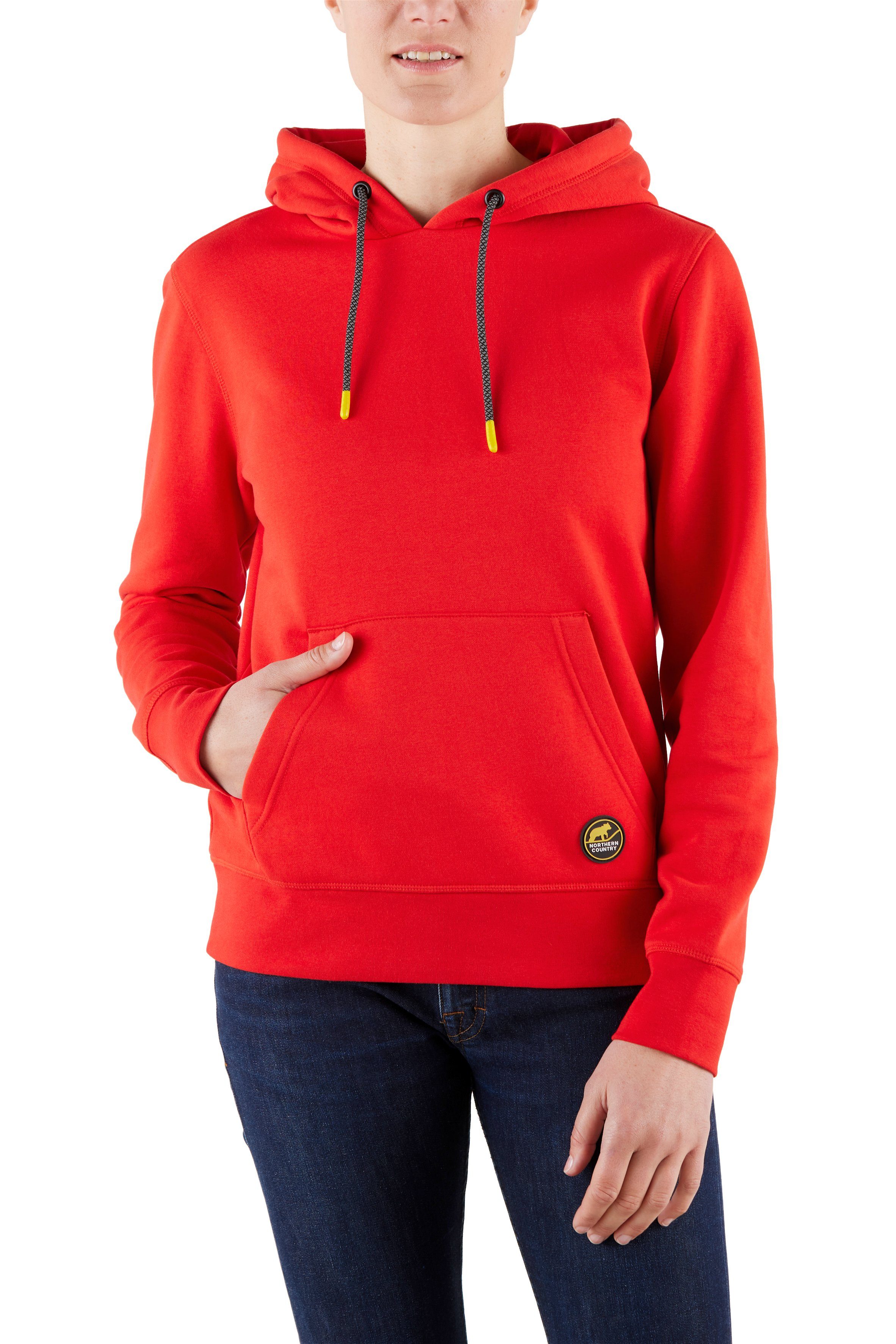 Northern Country Hoodie für Sweatware, Fiery Kängurutasche Weiche Damen, mit Red