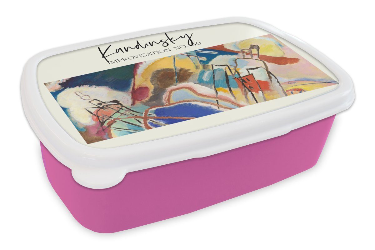 MuchoWow Lunchbox Malerei - Abstrakt - Kandinsky, Kunststoff, (2-tlg), Brotbox für Erwachsene, Brotdose Kinder, Snackbox, Mädchen, Kunststoff rosa