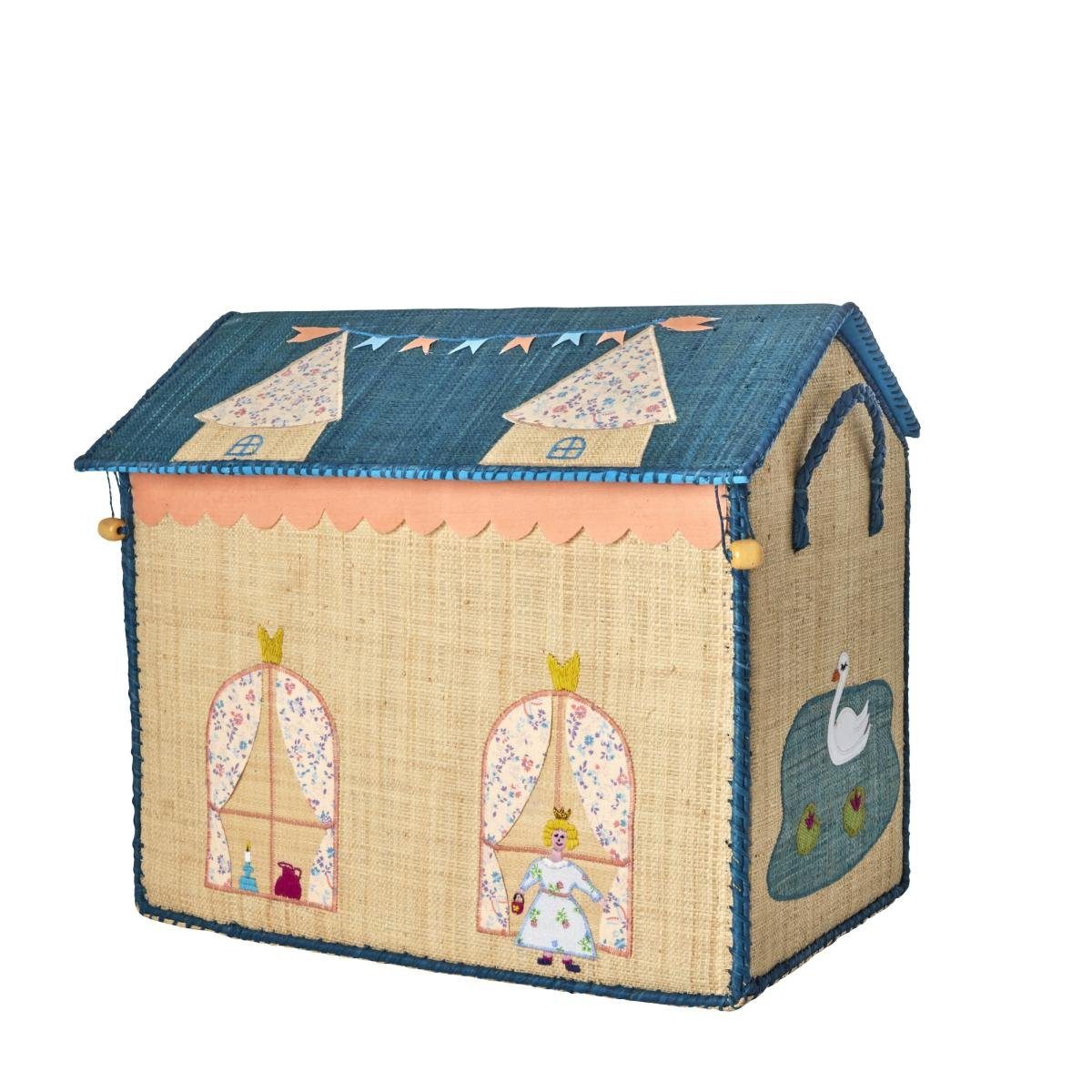 rice Aufbewahrungskorb Landhauskorb Schloss mittel Raffia-Bast Kinderzimmer Deko