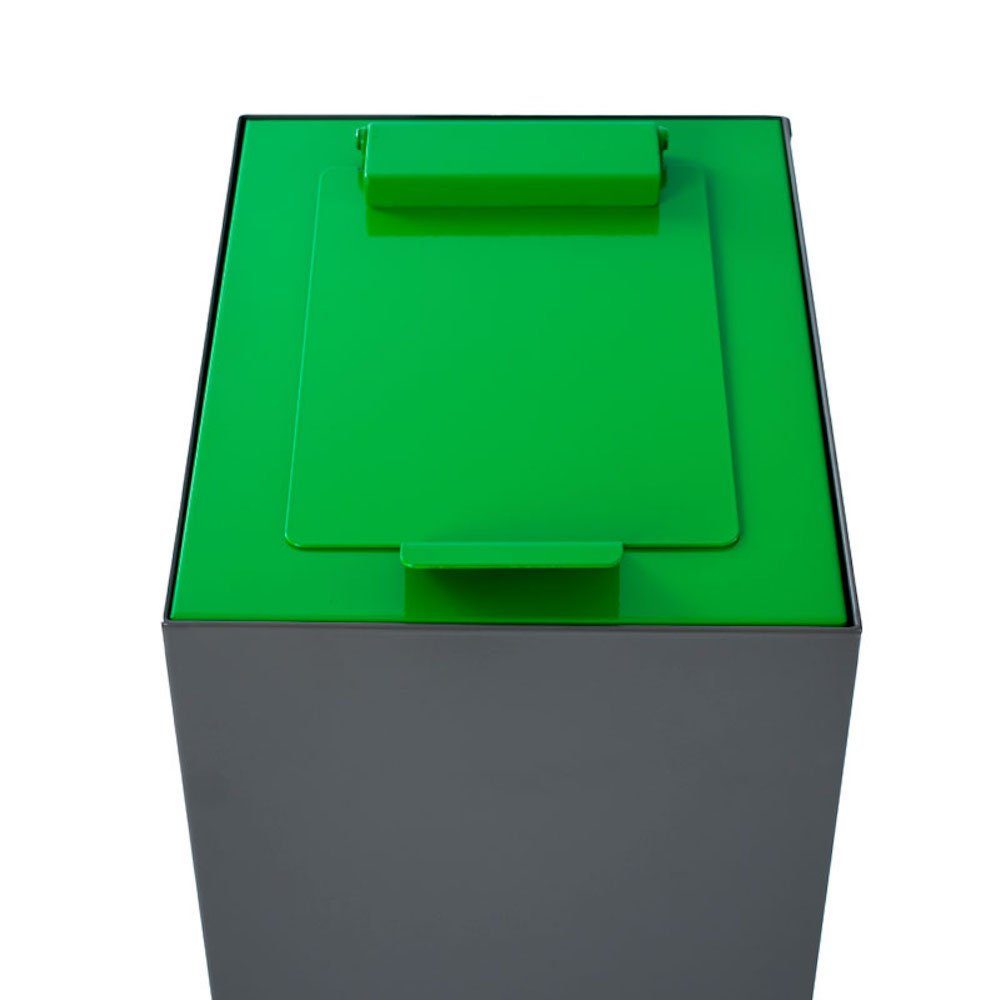 PROREGAL® Mülleimer Klappendeckel für modulare Abfalltrennanlage mit 60 L, Anthrazit Grün