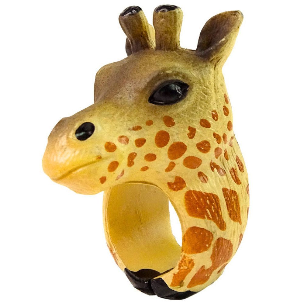 LEAN TOYS Fingerpuppe Tierring Giraffenring Kinderschmuck (Spar-Set, 1-tlg., 5,5 x 3 x 3 cm handbemalt), handbemalt, ungiftige Farben, Giraffenmotiv