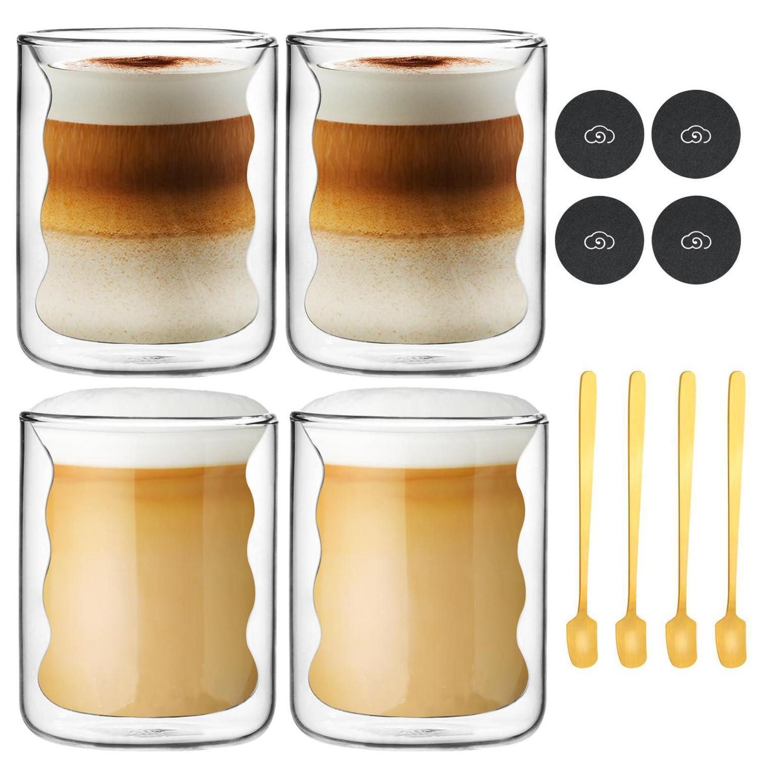 LuxusKollektion Latte-Macchiato-Glas Doppelwandige Gläser Set 200ml Spiraldesign, Glas