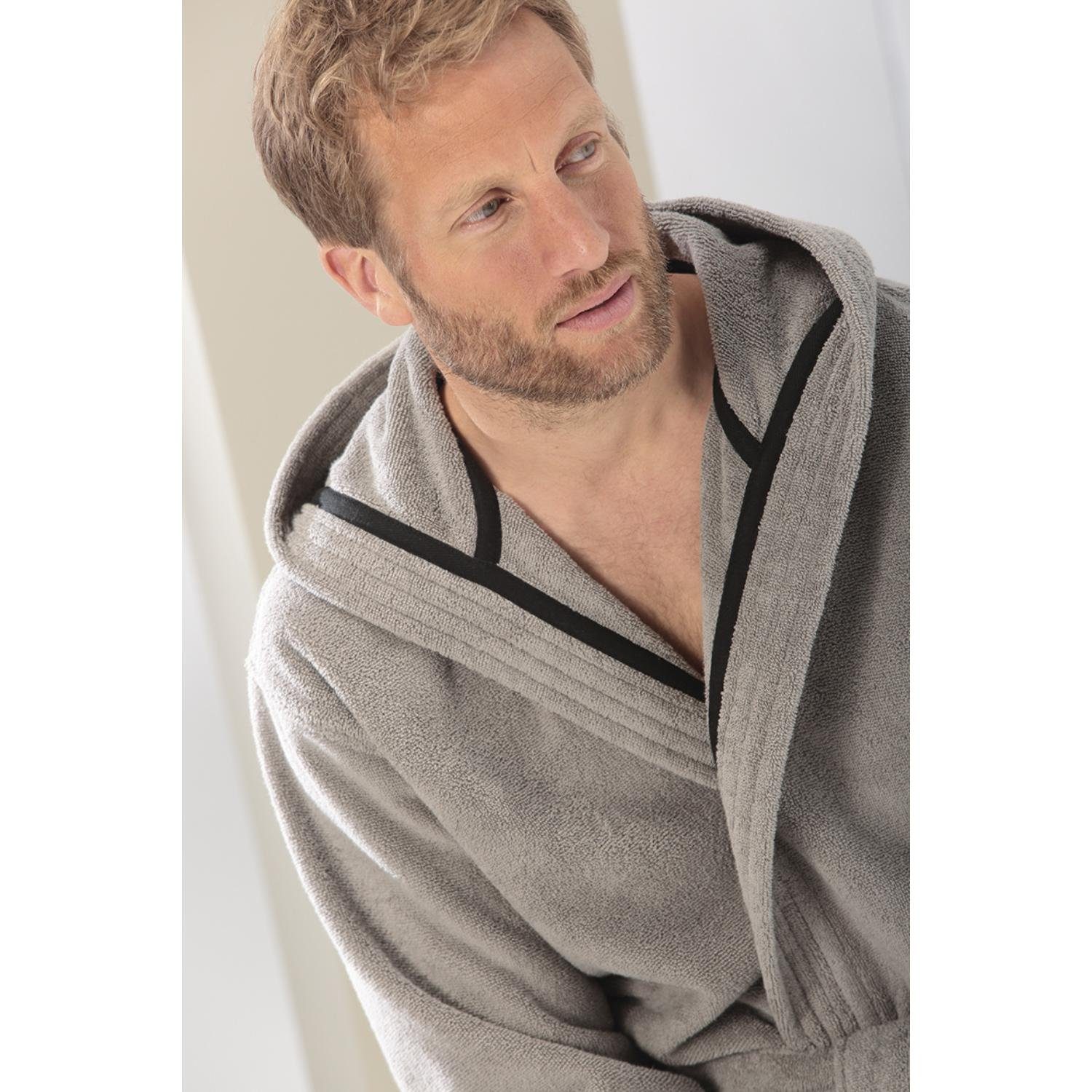 Cawö Bademantel Herren-Bademantel Sauna Time Kapuze Stein (Größe M) – Bild 2 von 5